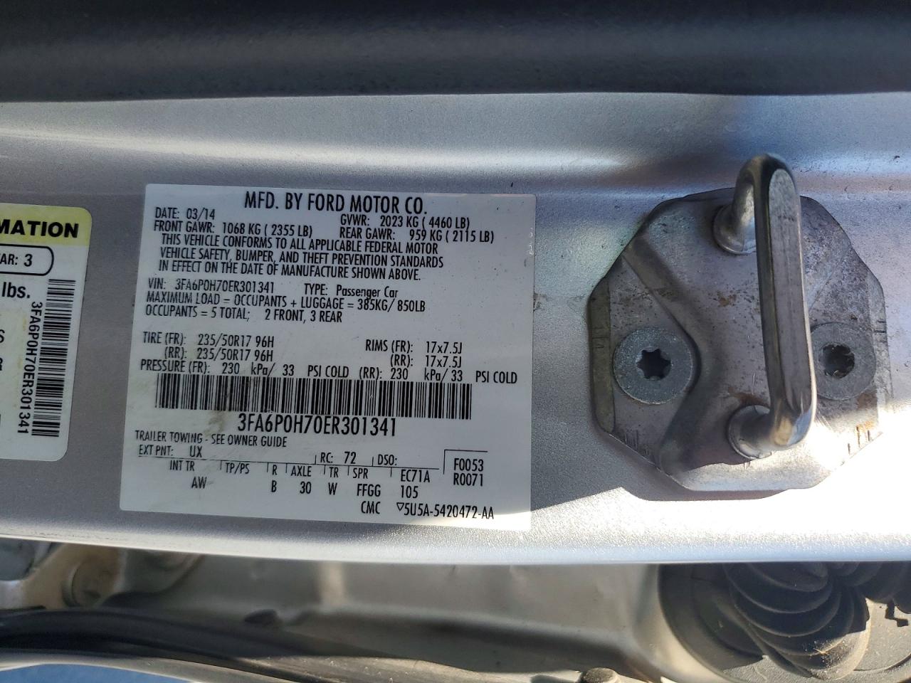 2014 Ford Fusion Se Silver vin: 3FA6P0H70ER301341