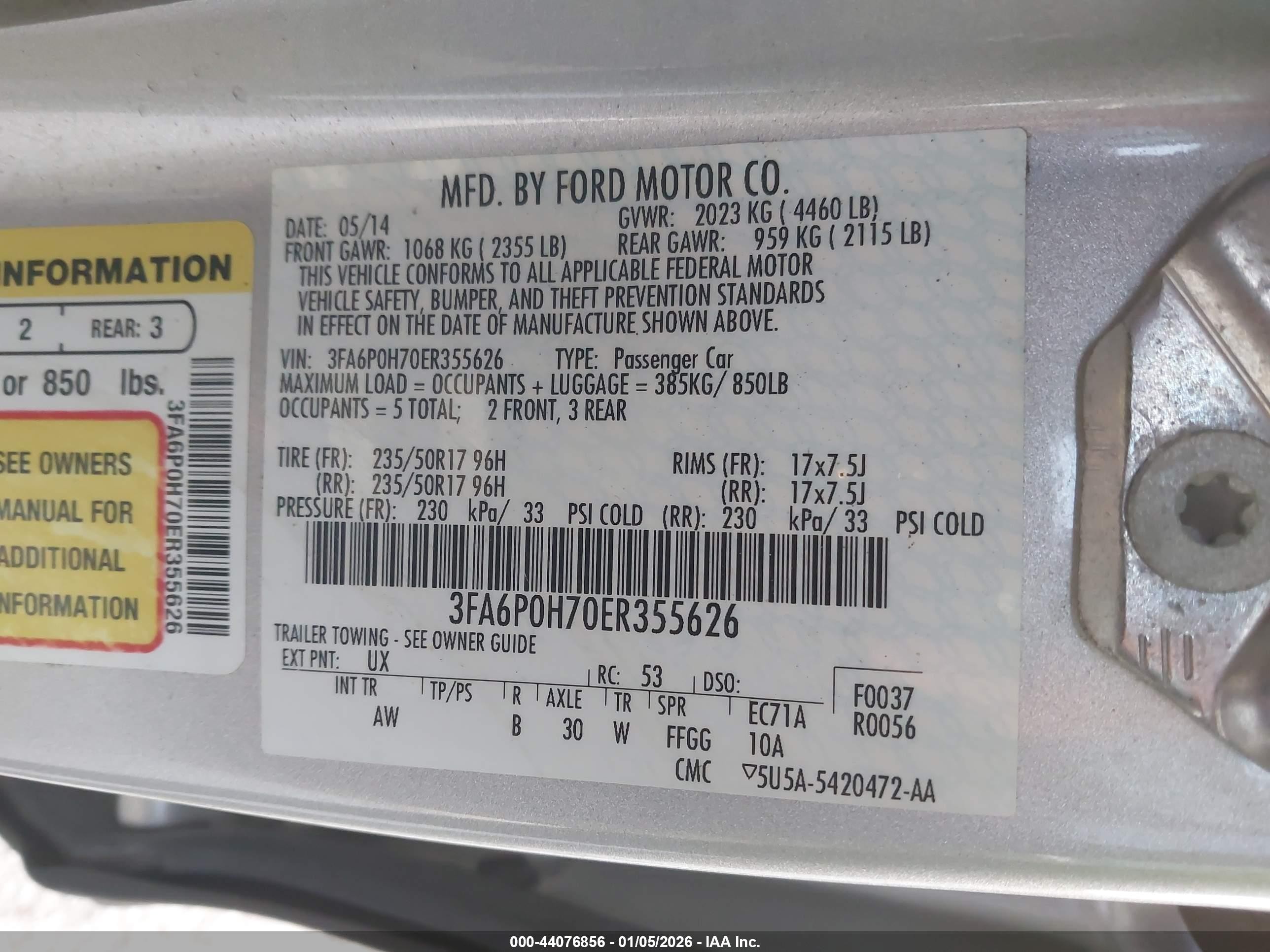 2014 Ford Fusion Se Silver vin: 3FA6P0H70ER355626