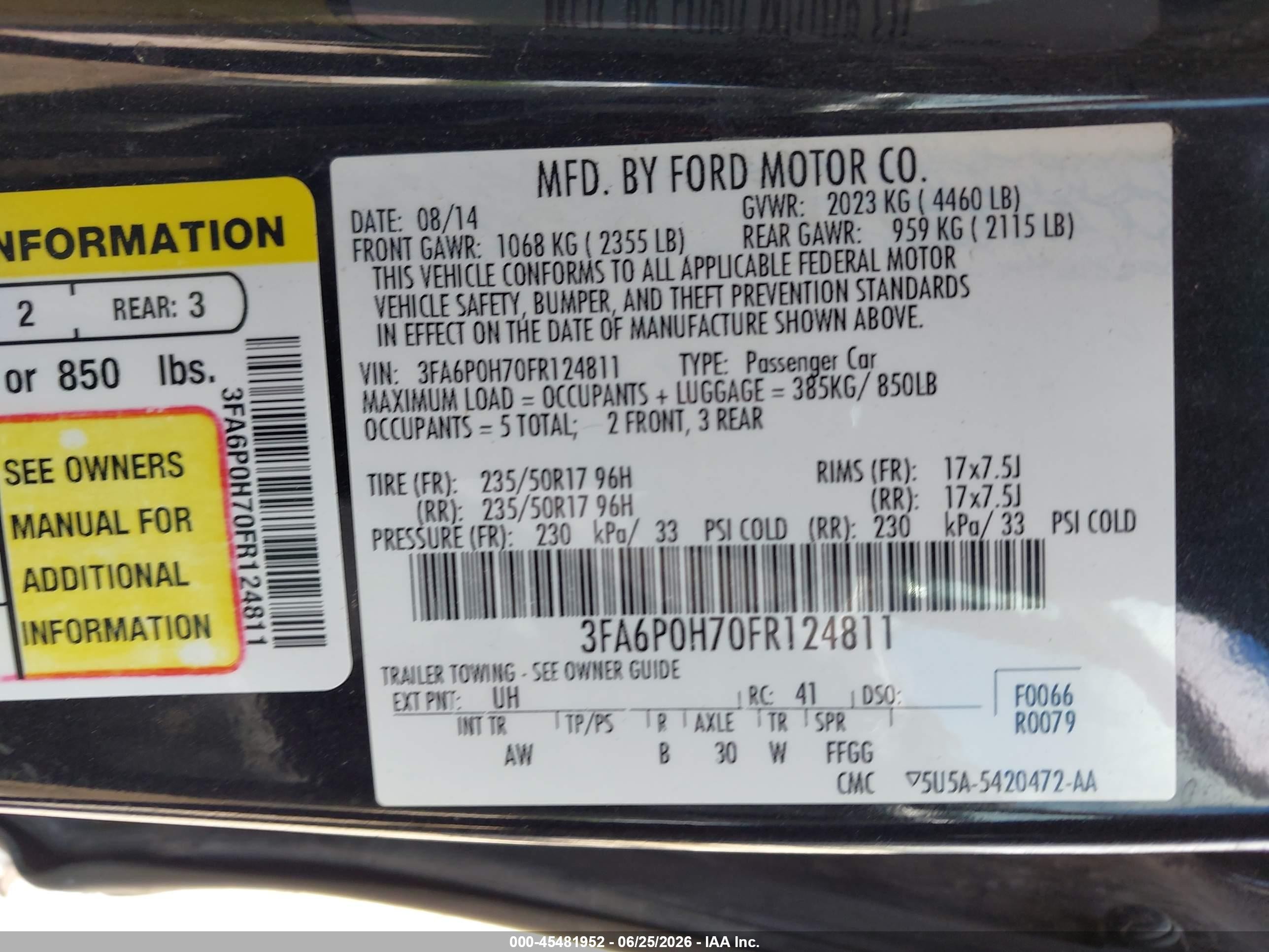 2015 Ford Fusion Se Black vin: 3FA6P0H70FR124811