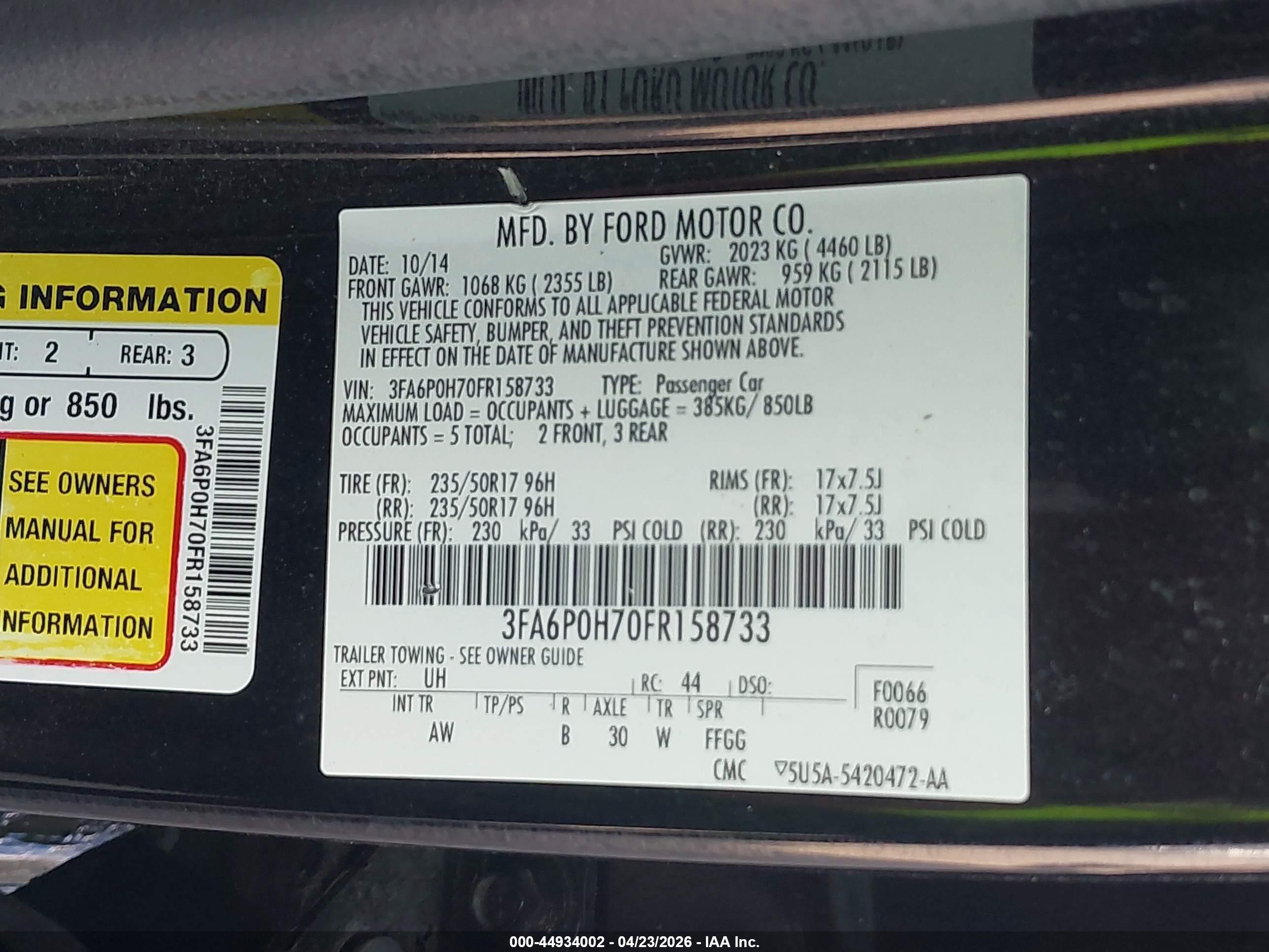 2015 Ford Fusion Se Black vin: 3FA6P0H70FR158733