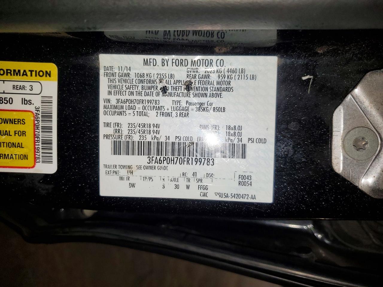 2015 Ford Fusion Se Black vin: 3FA6P0H70FR199783