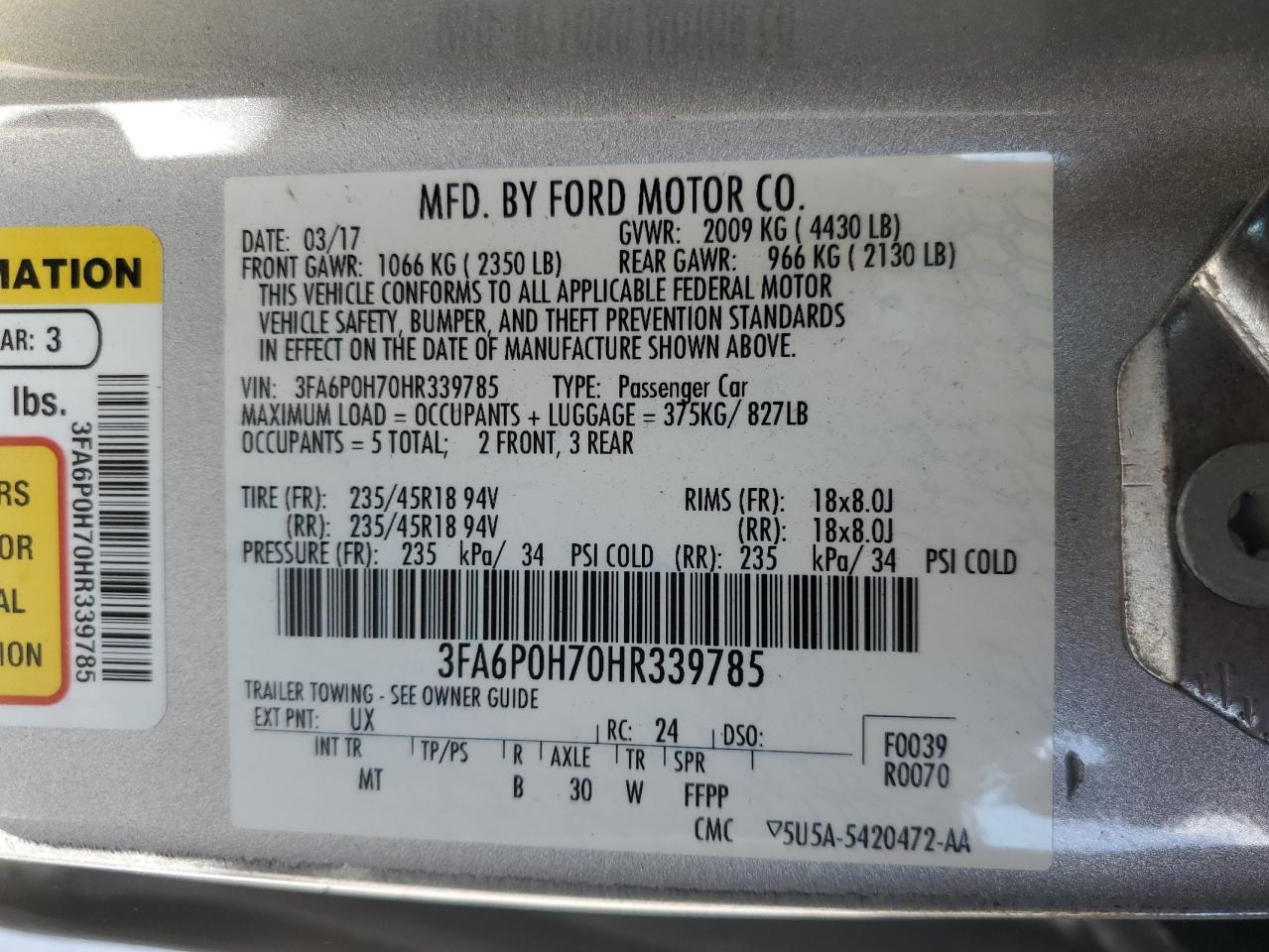 2017 Ford Fusion Se Серебряный vin: 3FA6P0H70HR339785