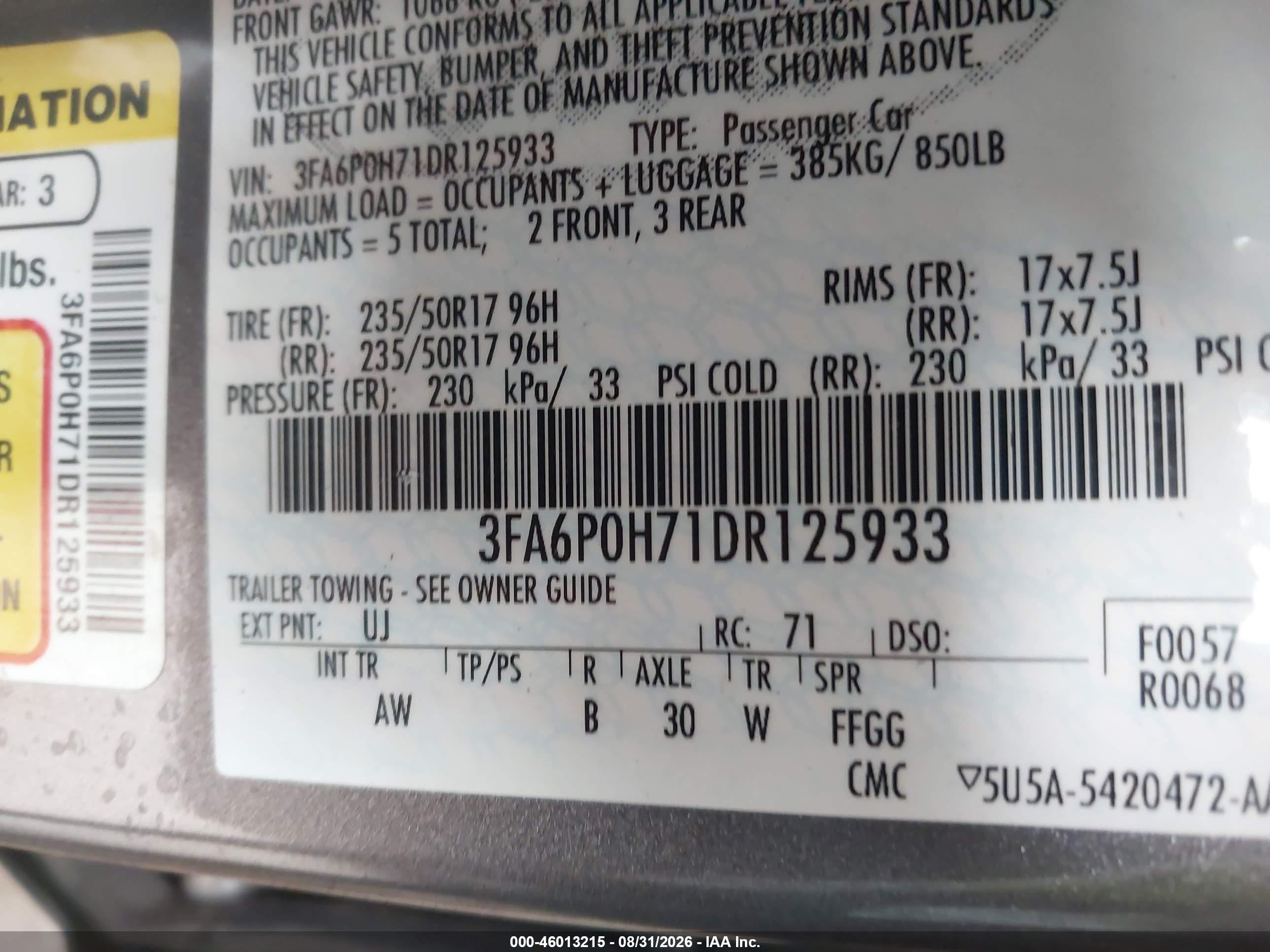 2013 Ford Fusion Se Gray vin: 3FA6P0H71DR125933