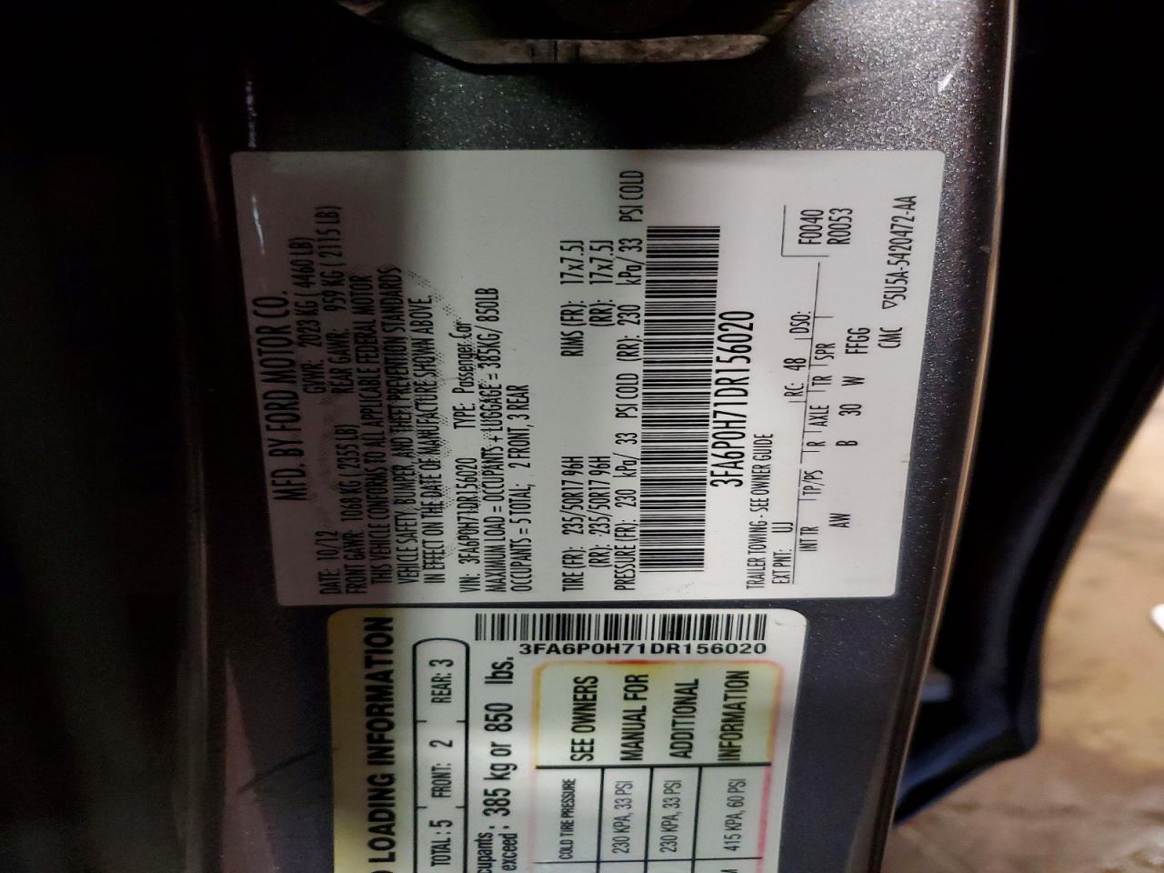 2013 Ford Fusion Se Gray vin: 3FA6P0H71DR156020