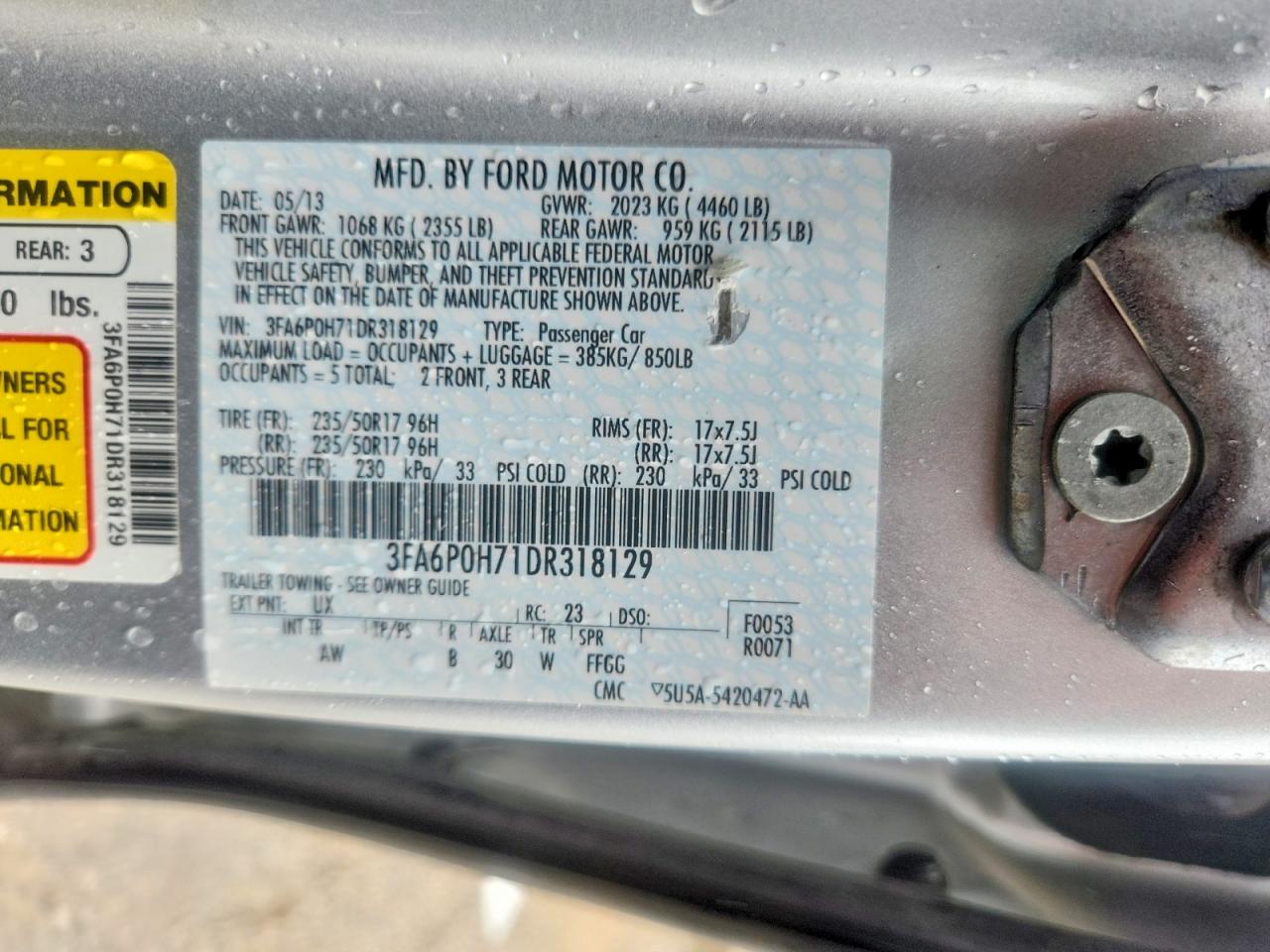 2013 Ford Fusion Se Silver vin: 3FA6P0H71DR318129