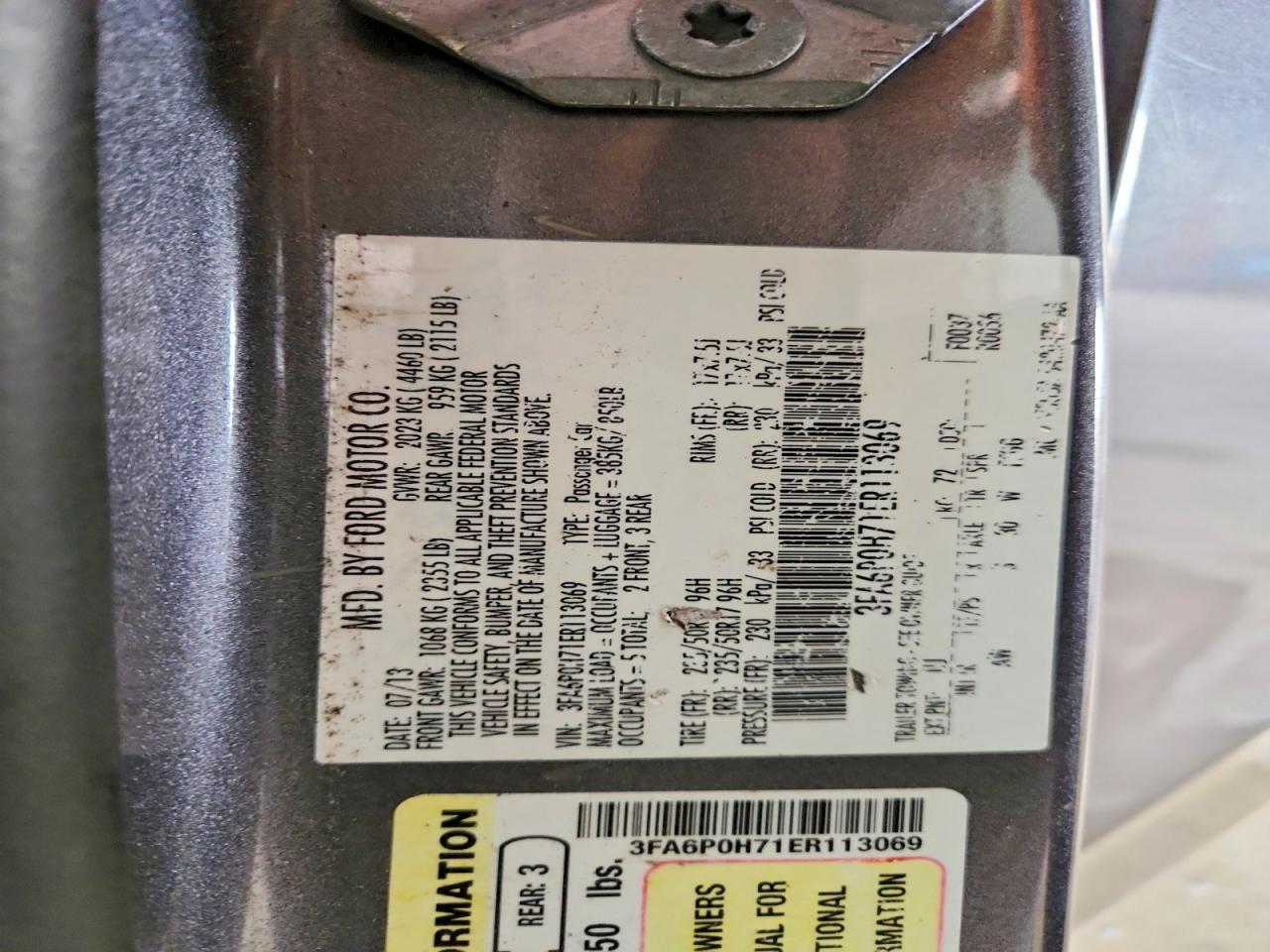 2014 Ford Fusion Titanium Gray vin: 3FA6P0H71ER113069