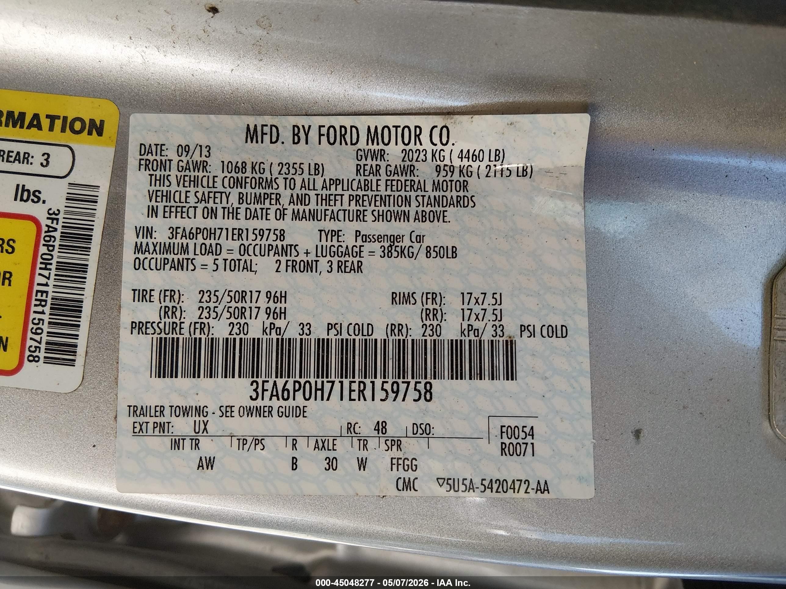 2014 Ford Fusion Se Silver vin: 3FA6P0H71ER159758