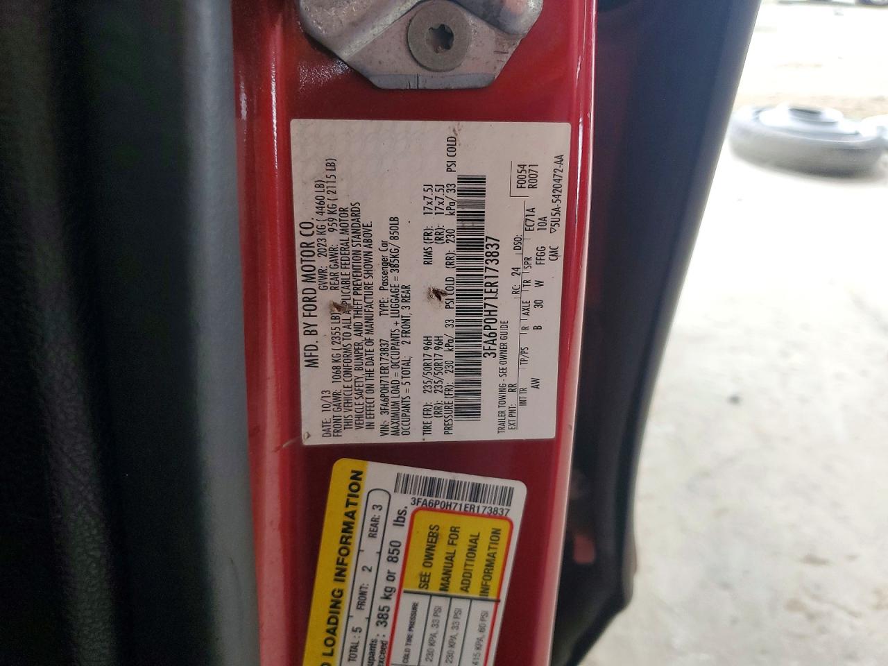 2014 Ford Fusion Se Red vin: 3FA6P0H71ER173837