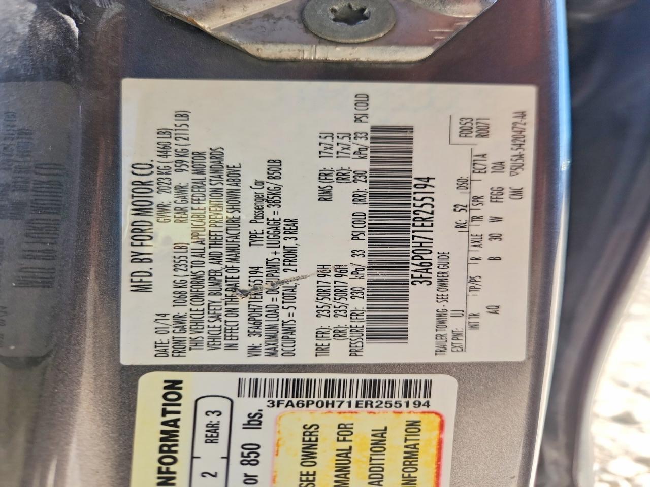 2014 Ford Fusion Se Gray vin: 3FA6P0H71ER255194