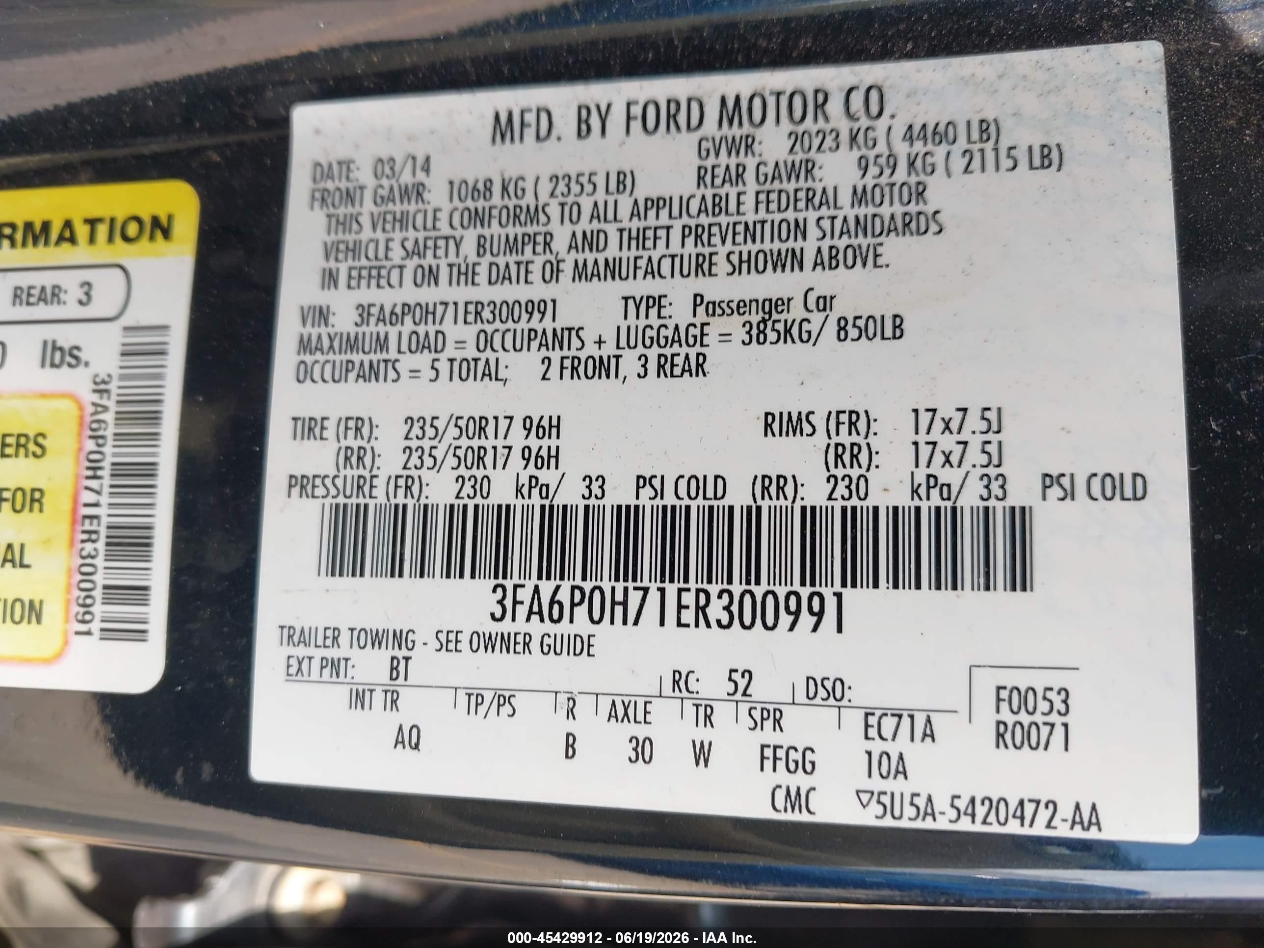 2014 Ford Fusion Se Black vin: 3FA6P0H71ER300991