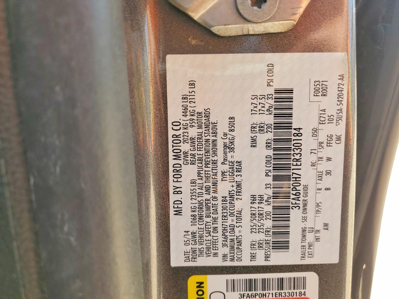 2014 Ford Fusion Se Gray vin: 3FA6P0H71ER330184