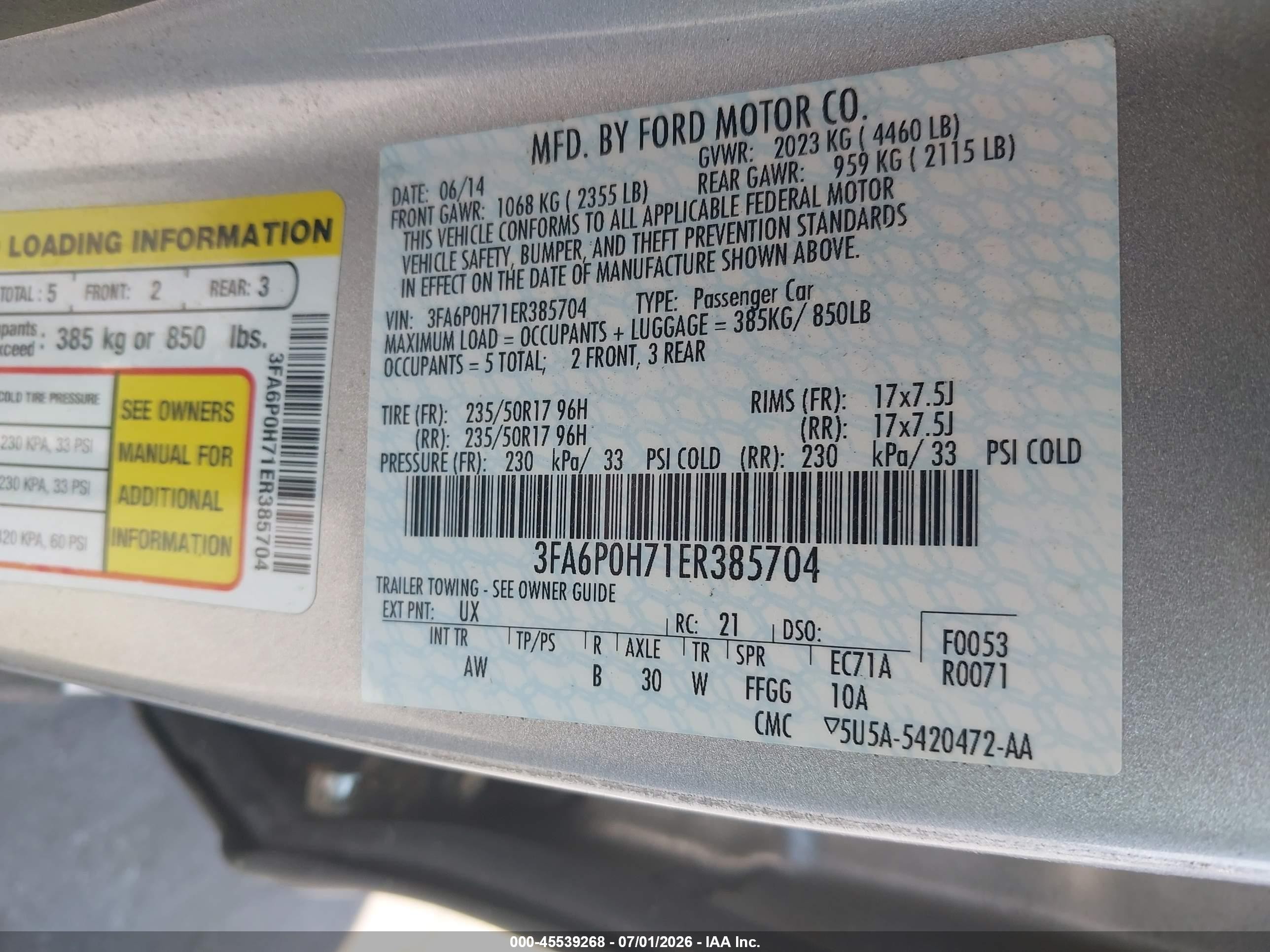 2014 Ford Fusion Se Silver vin: 3FA6P0H71ER385704