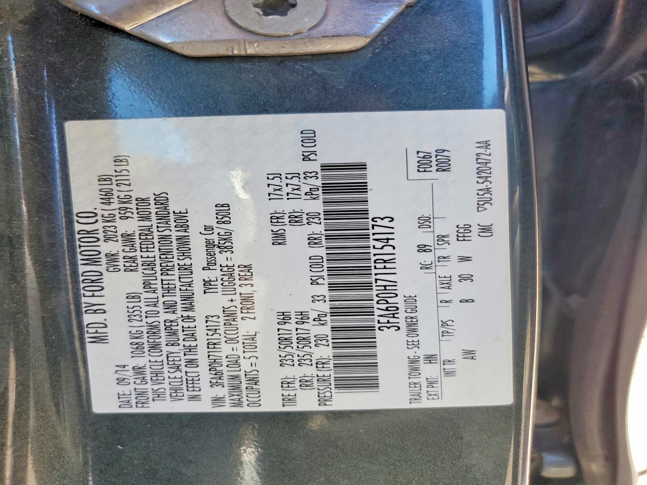 2015 Ford Fusion Se Gray vin: 3FA6P0H71FR154173
