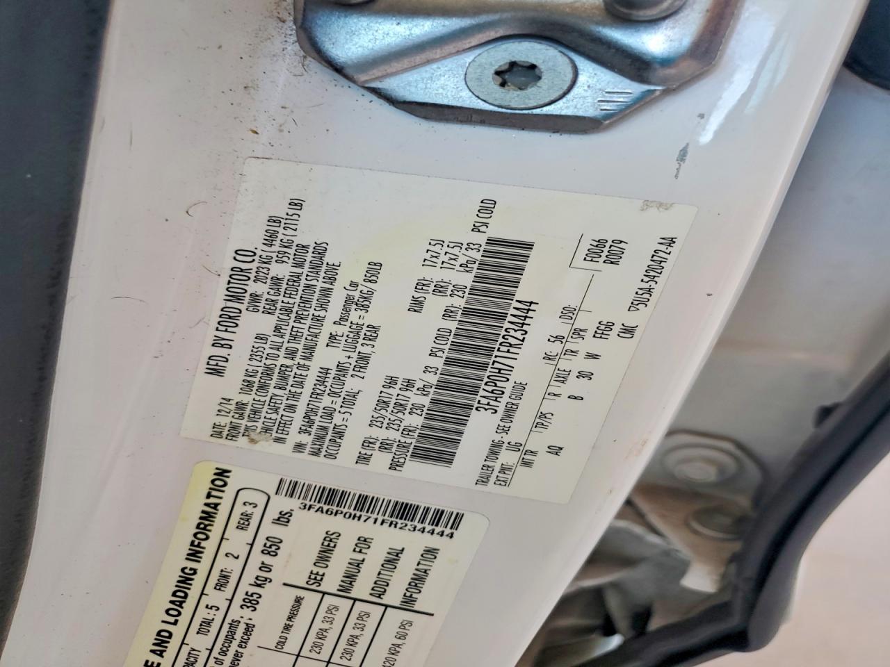 2015 Ford Fusion Se White vin: 3FA6P0H71FR234444