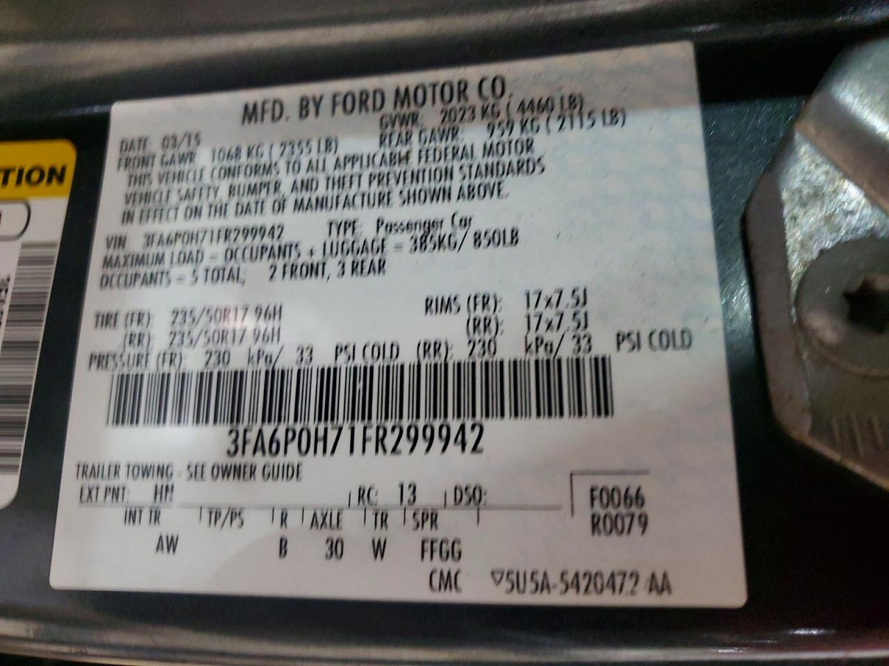 2015 Ford Fusion Se Серый vin: 3FA6P0H71FR299942