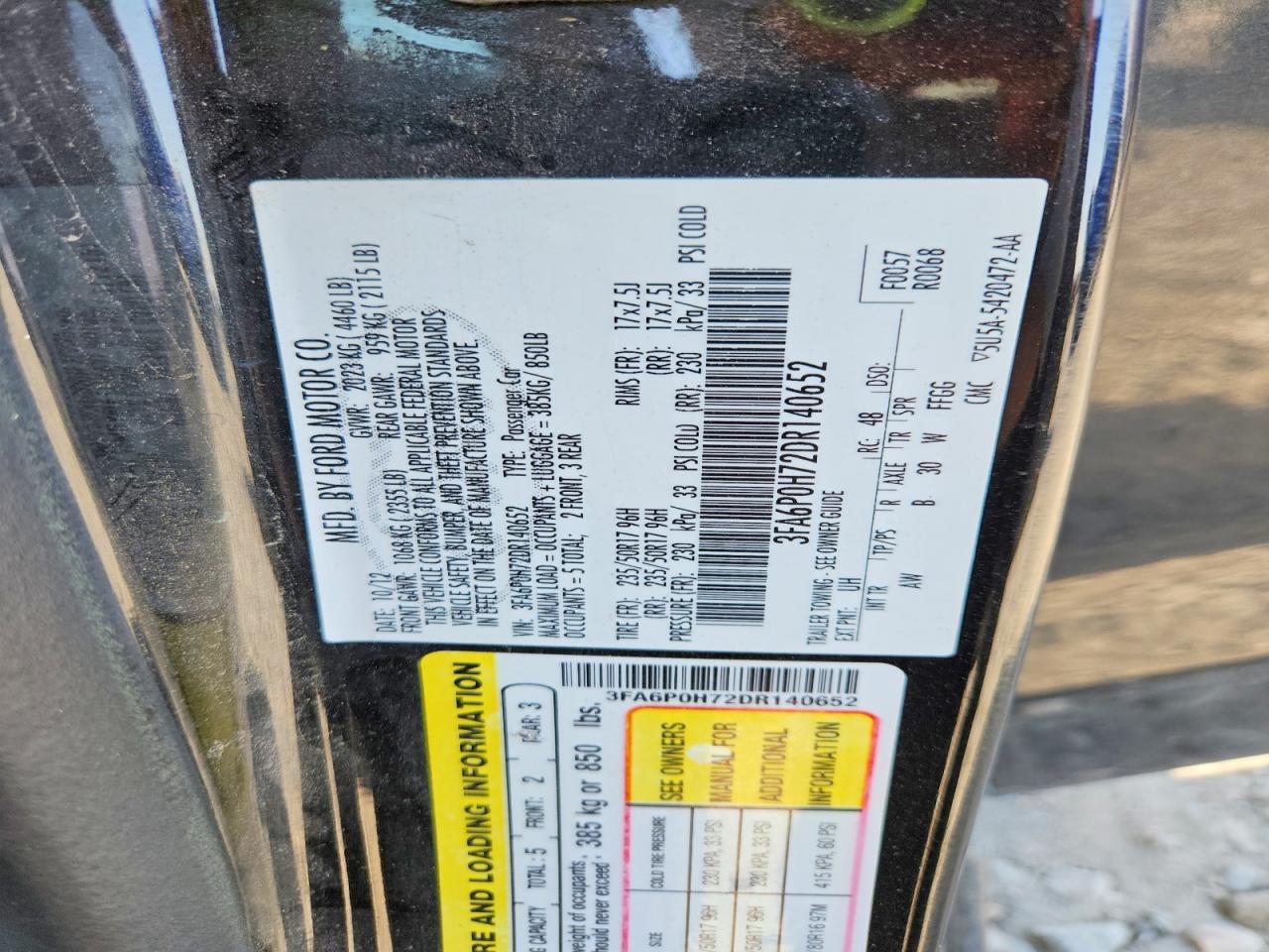 2013 Ford Fusion Se Charcoal vin: 3FA6P0H72DR140652