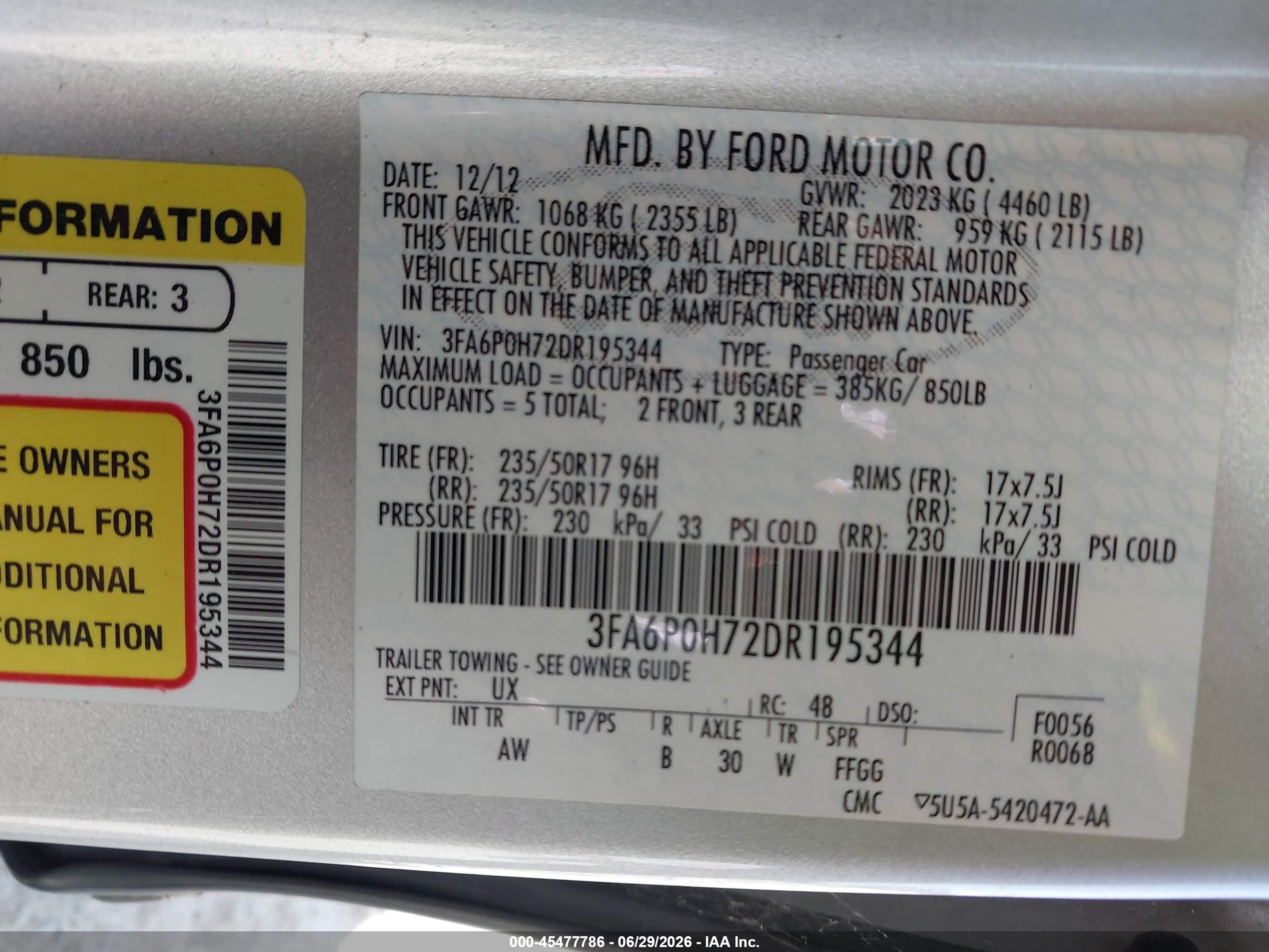 2013 Ford Fusion Se Silver vin: 3FA6P0H72DR195344