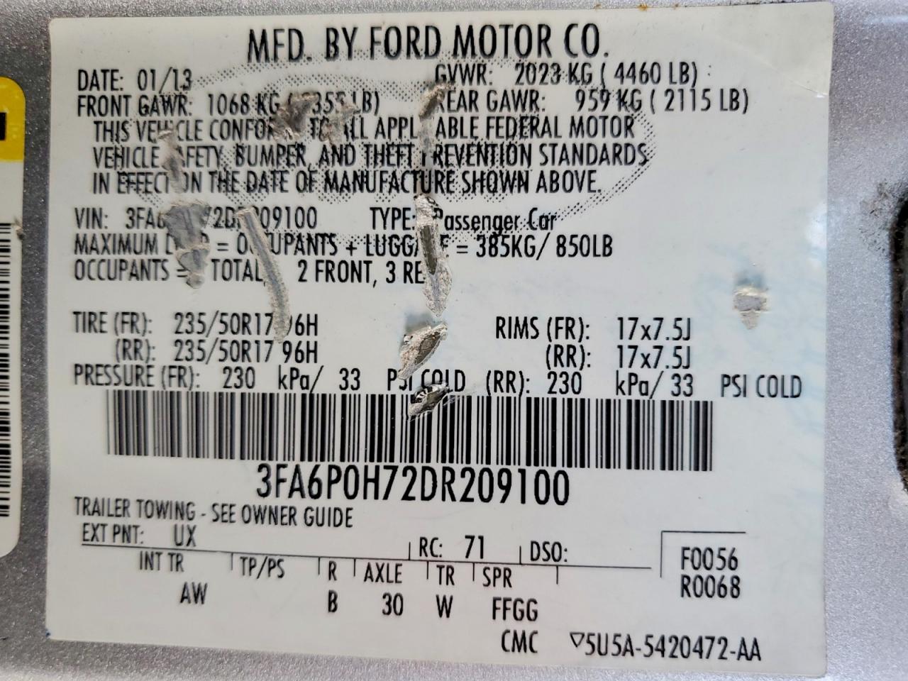 2013 Ford Fusion Se Silver vin: 3FA6P0H72DR209100