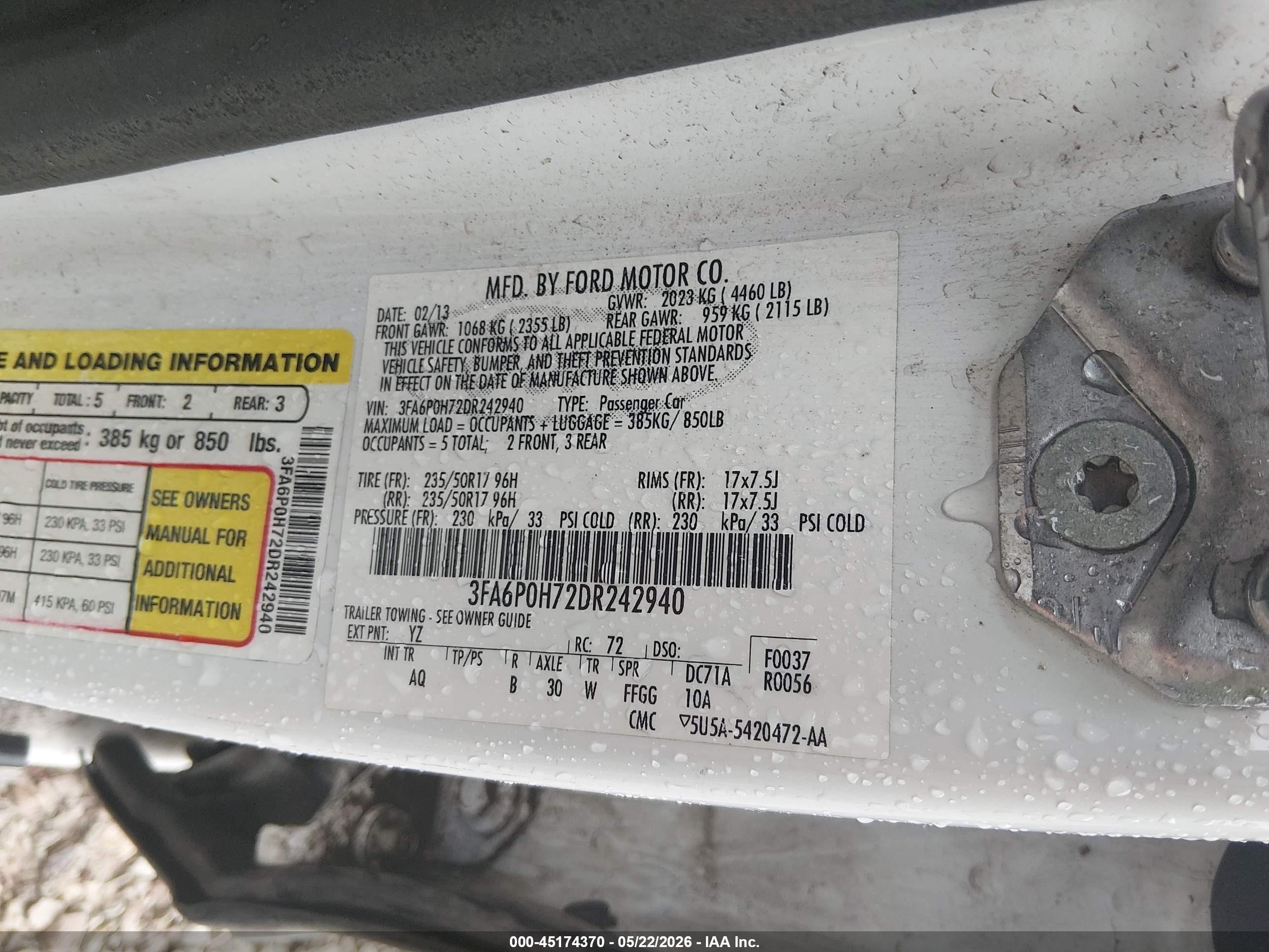 2013 Ford Fusion Se Белый vin: 3FA6P0H72DR242940