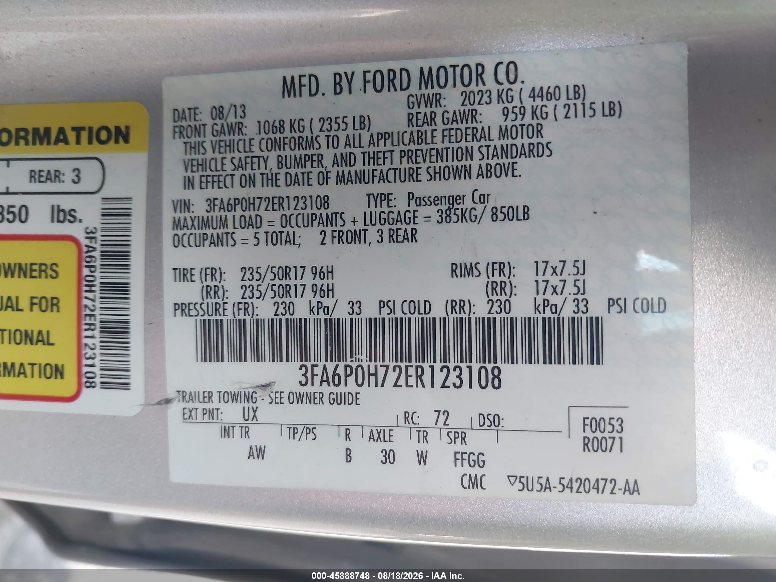 2014 Ford Fusion Se Silver vin: 3FA6P0H72ER123108