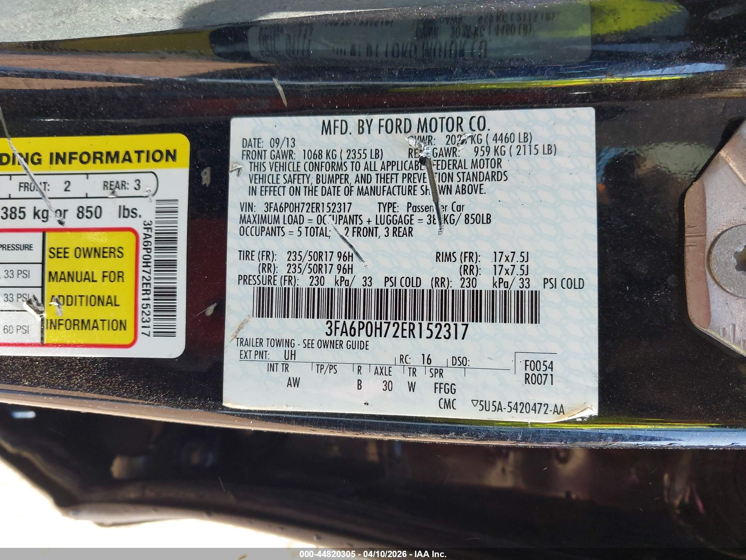 2014 Ford Fusion Se Black vin: 3FA6P0H72ER152317