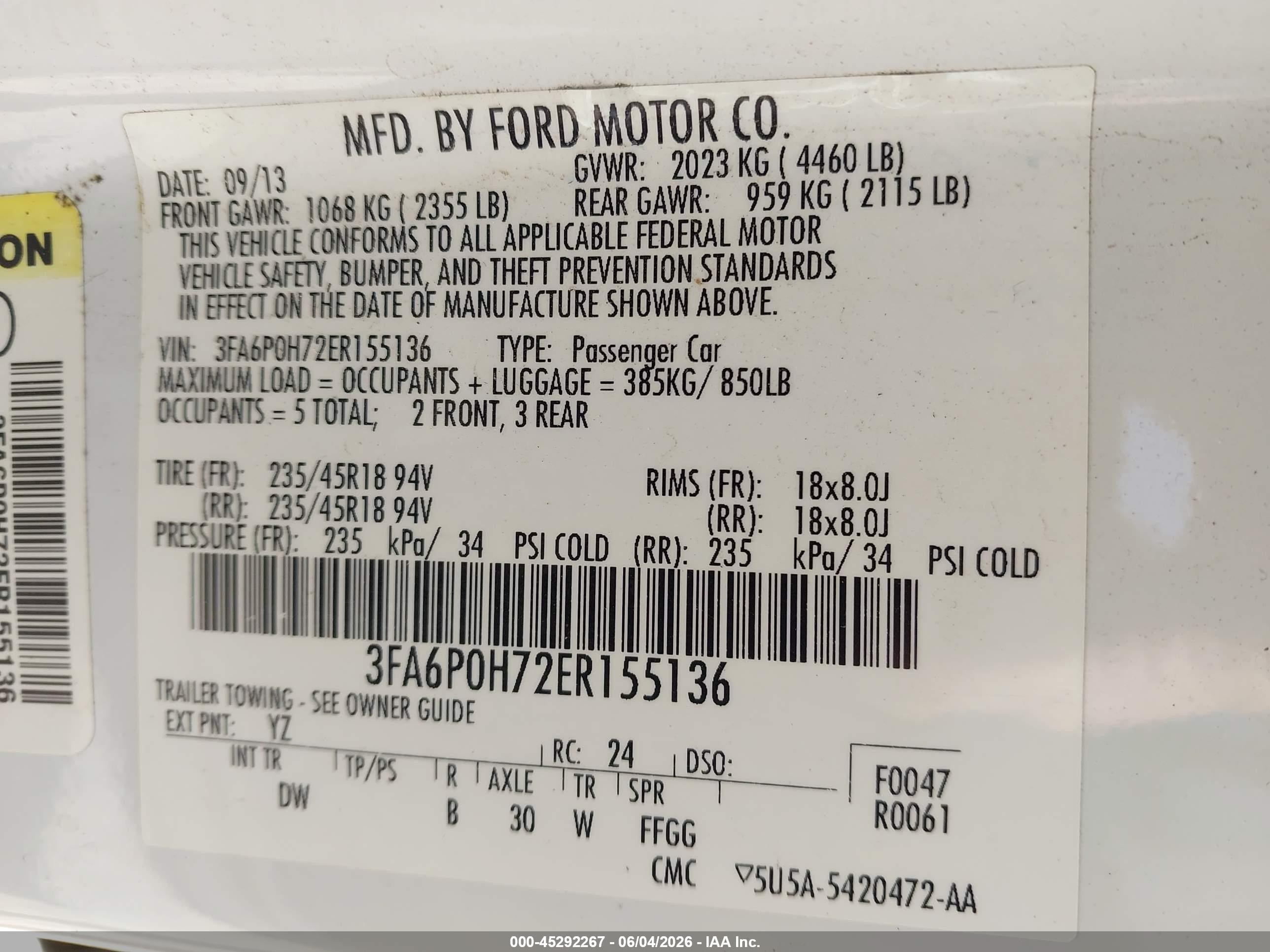 2014 Ford Fusion Se White vin: 3FA6P0H72ER155136