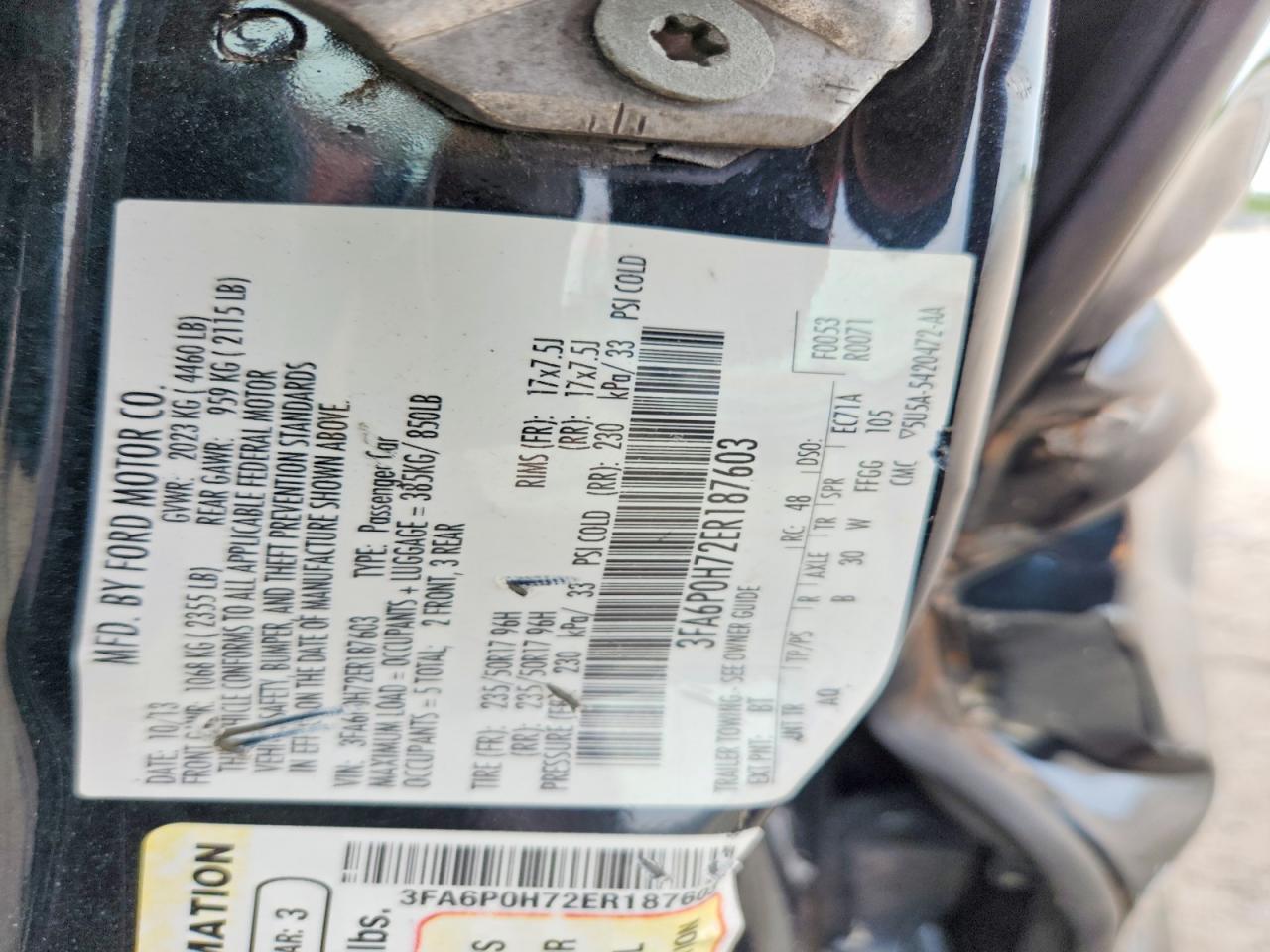 2014 Ford Fusion Se Black vin: 3FA6P0H72ER187603