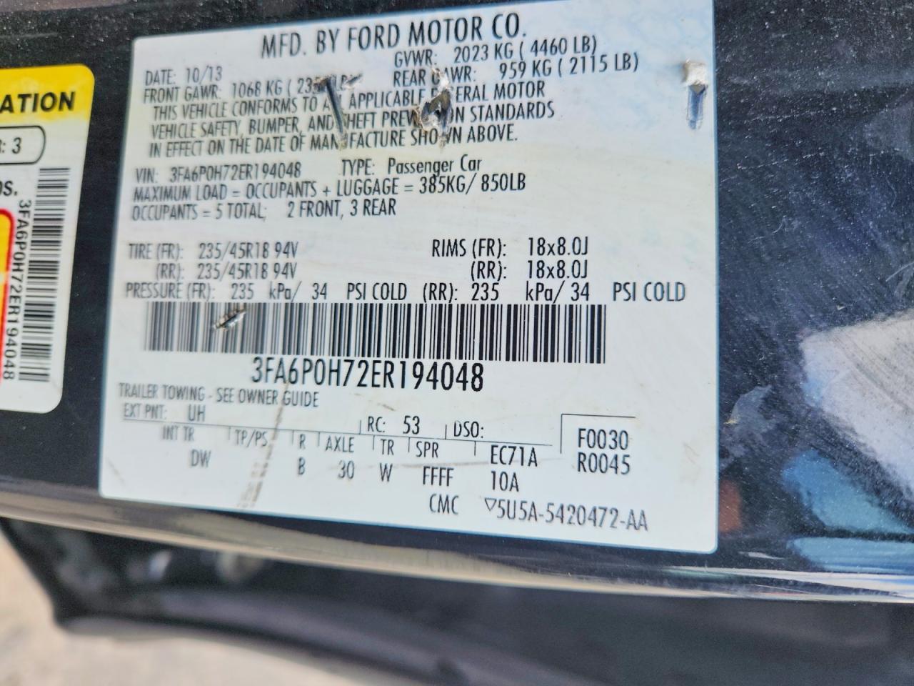 2014 Ford Fusion Se Gray vin: 3FA6P0H72ER194048