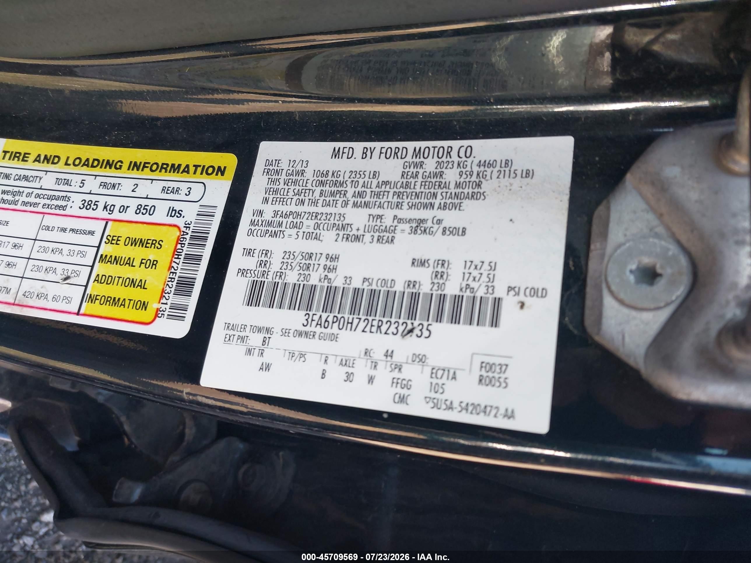 2014 Ford Fusion Se Black vin: 3FA6P0H72ER232135