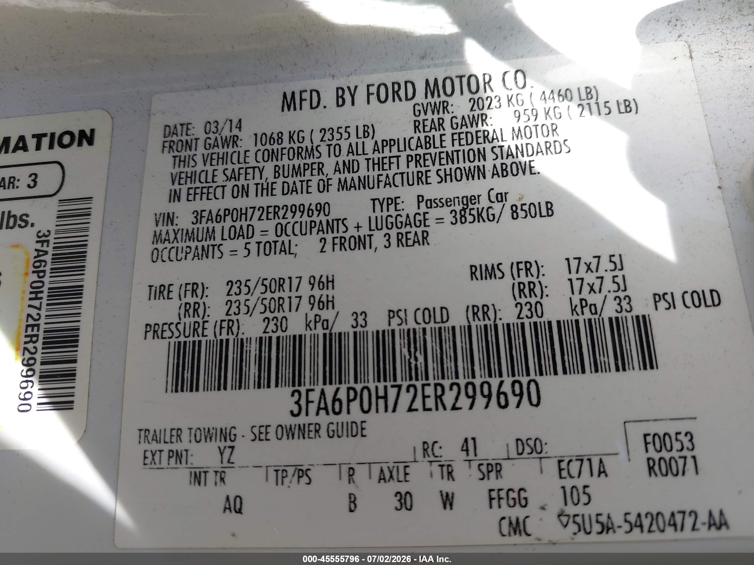 2014 Ford Fusion Se White vin: 3FA6P0H72ER299690