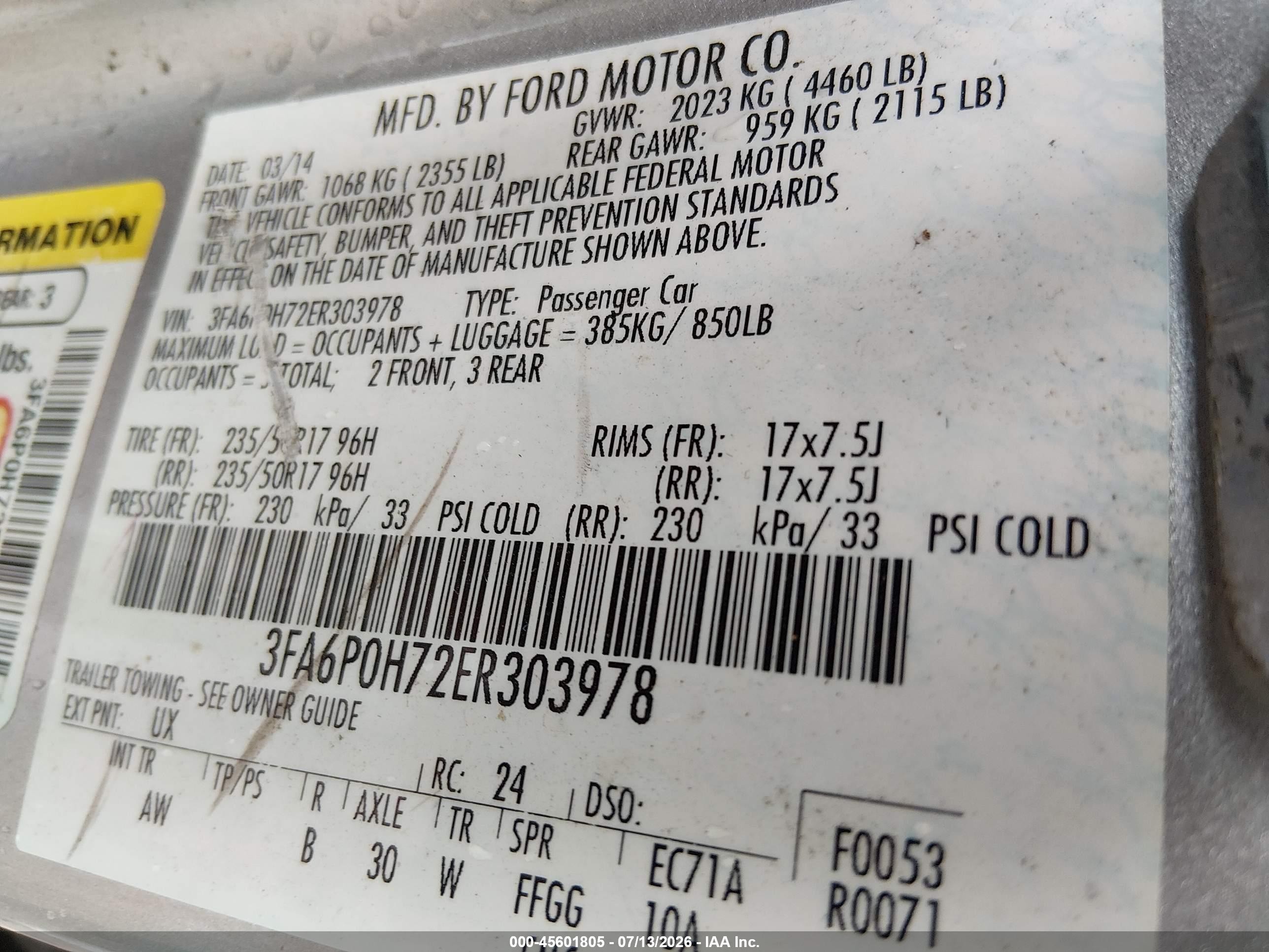 2014 Ford Fusion Se Silver vin: 3FA6P0H72ER303978