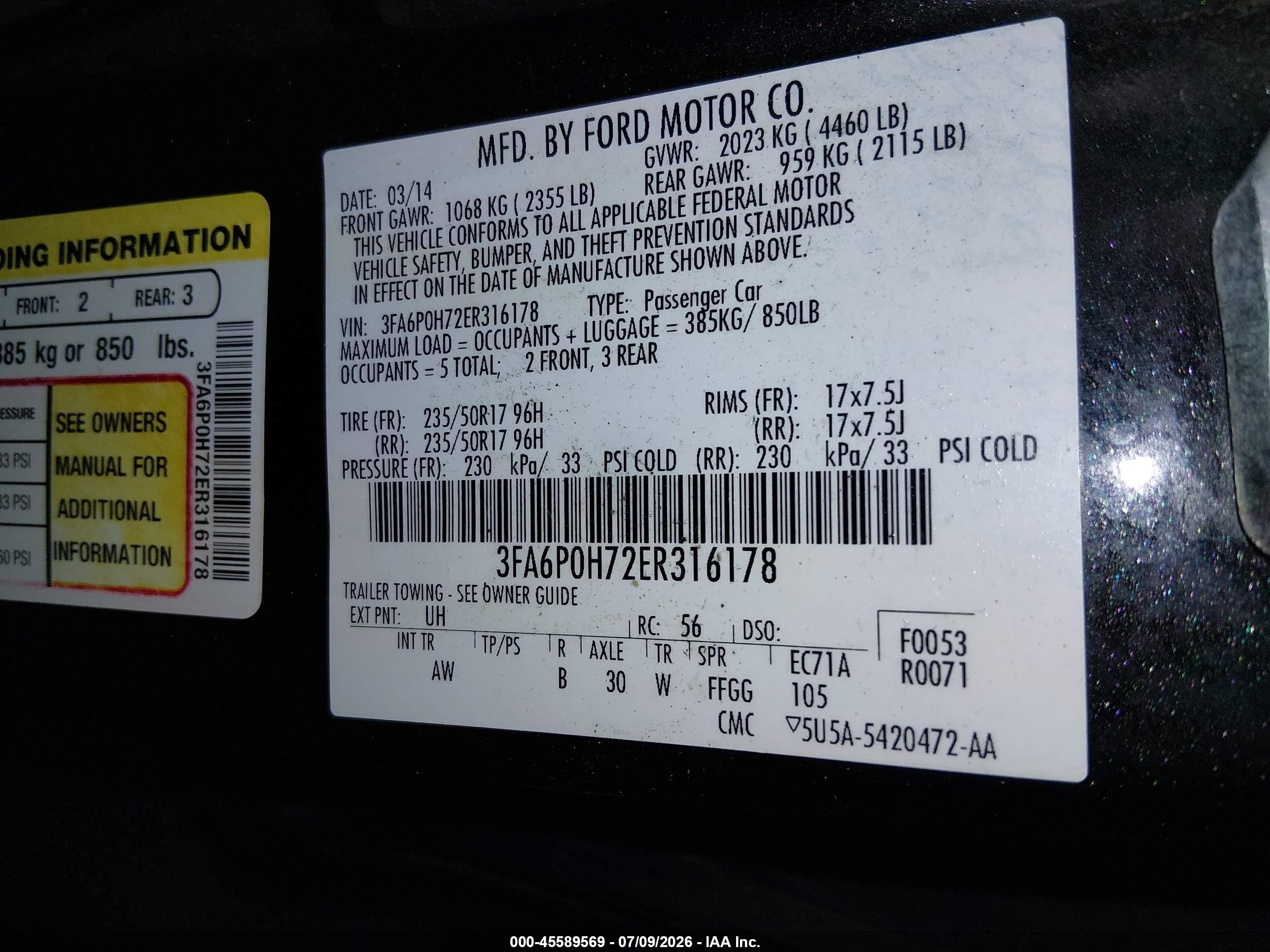 2014 Ford Fusion Se Black vin: 3FA6P0H72ER316178