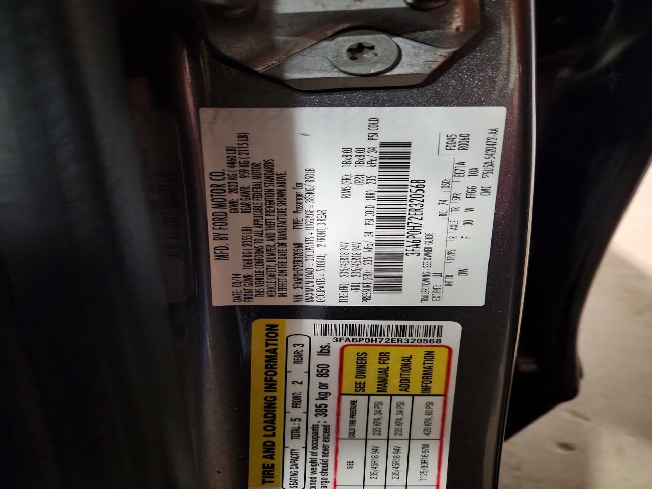 2014 Ford Fusion Se Gray vin: 3FA6P0H72ER320568