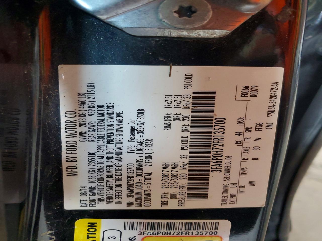 2015 Ford Fusion Se Black vin: 3FA6P0H72FR135700