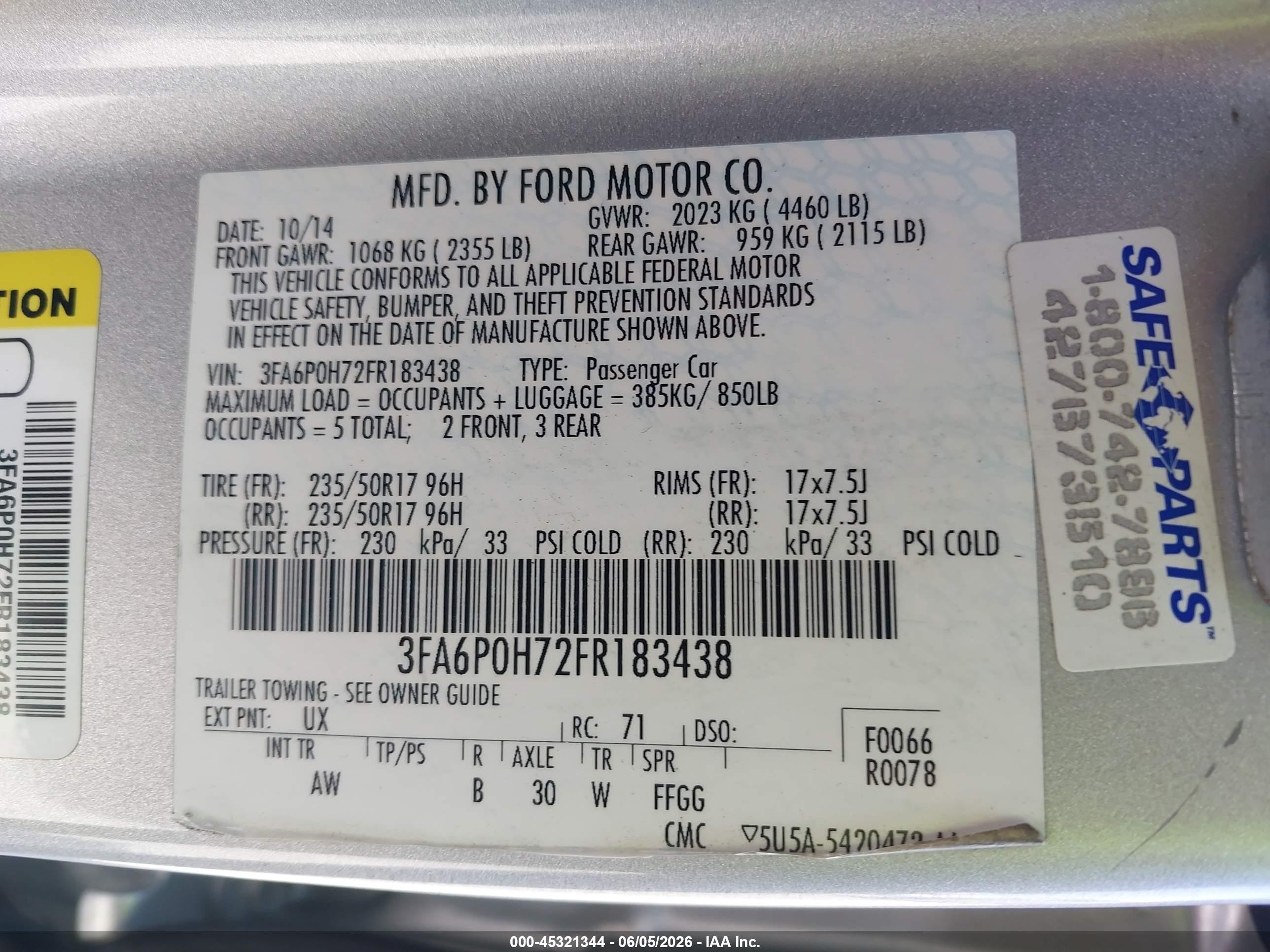 2015 Ford Fusion Se Silver vin: 3FA6P0H72FR183438