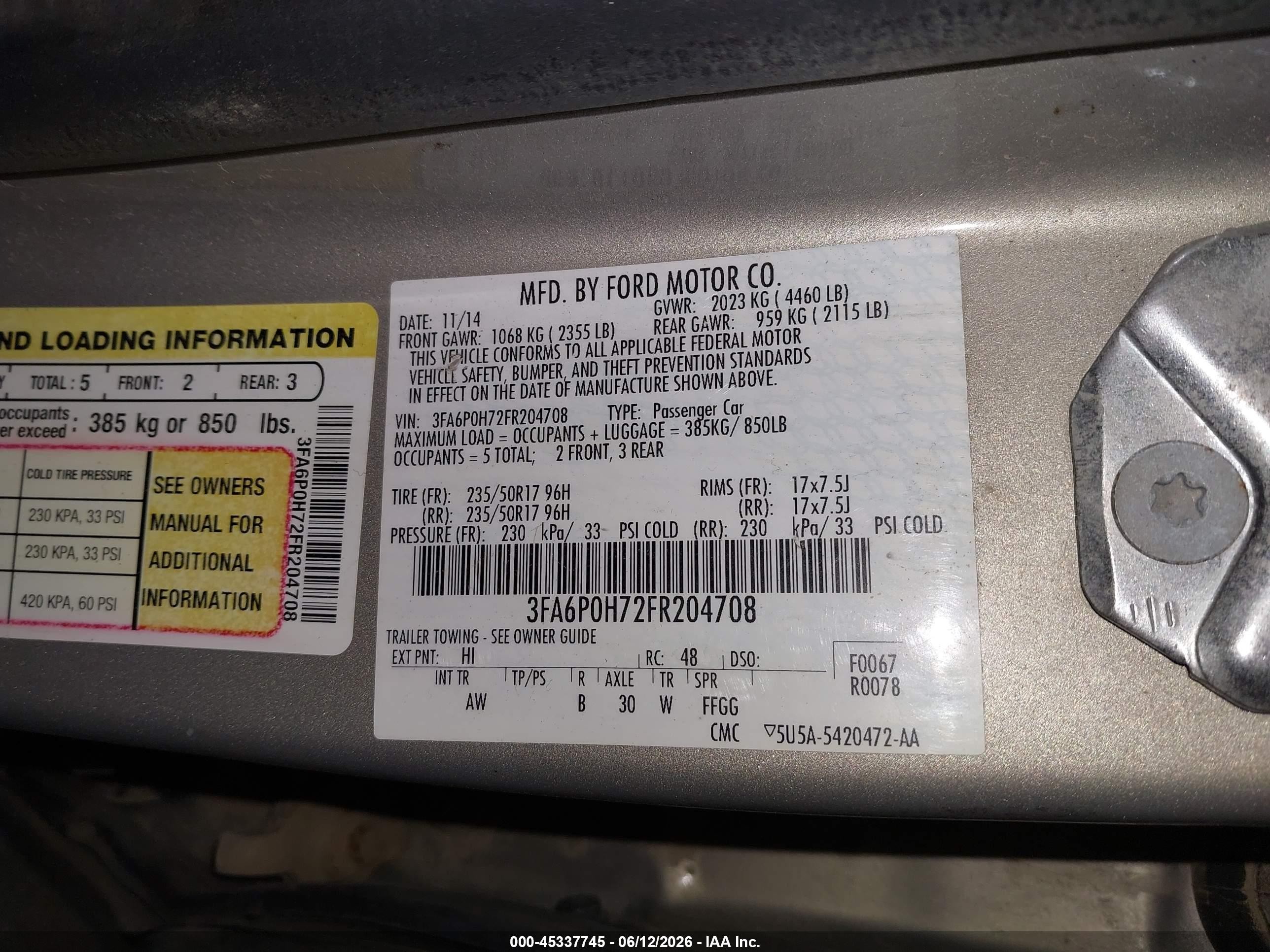 2015 Ford Fusion Se Gold vin: 3FA6P0H72FR204708