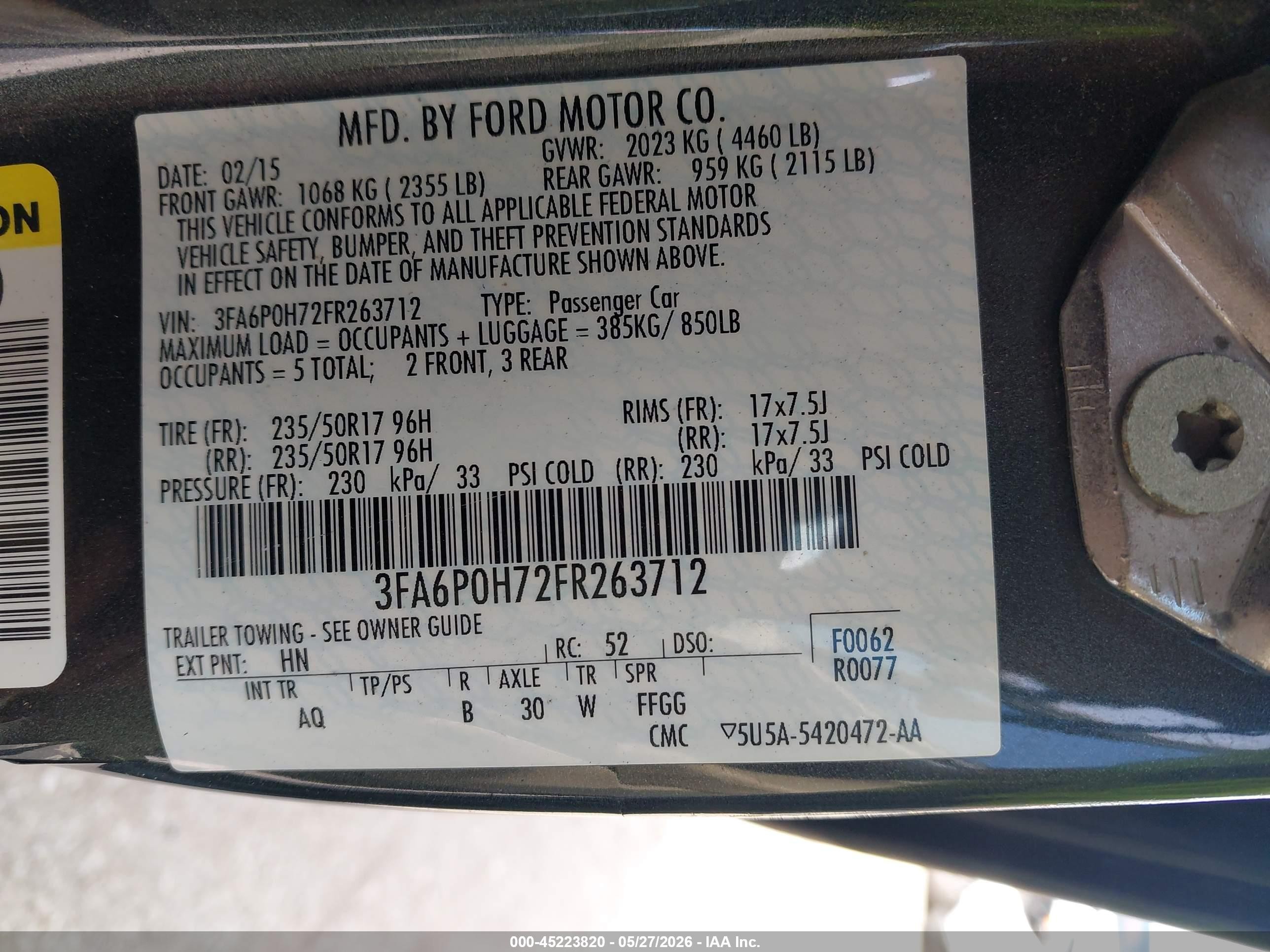 2015 Ford Fusion Se Черный vin: 3FA6P0H72FR263712