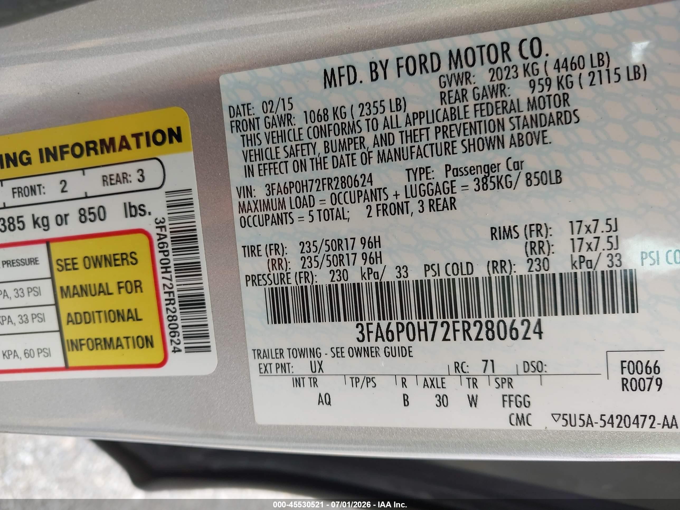 2015 Ford Fusion Se Silver vin: 3FA6P0H72FR280624
