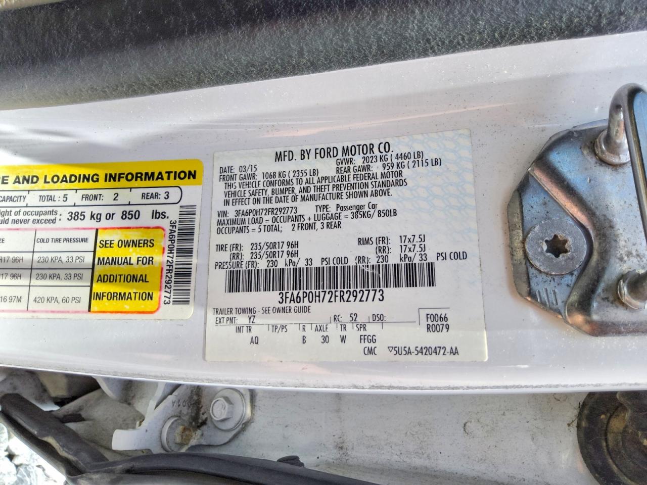 2015 Ford Fusion Se Белый vin: 3FA6P0H72FR292773