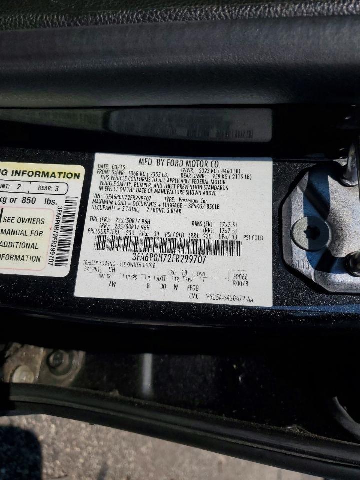 2015 Ford Fusion Se Gray vin: 3FA6P0H72FR299707