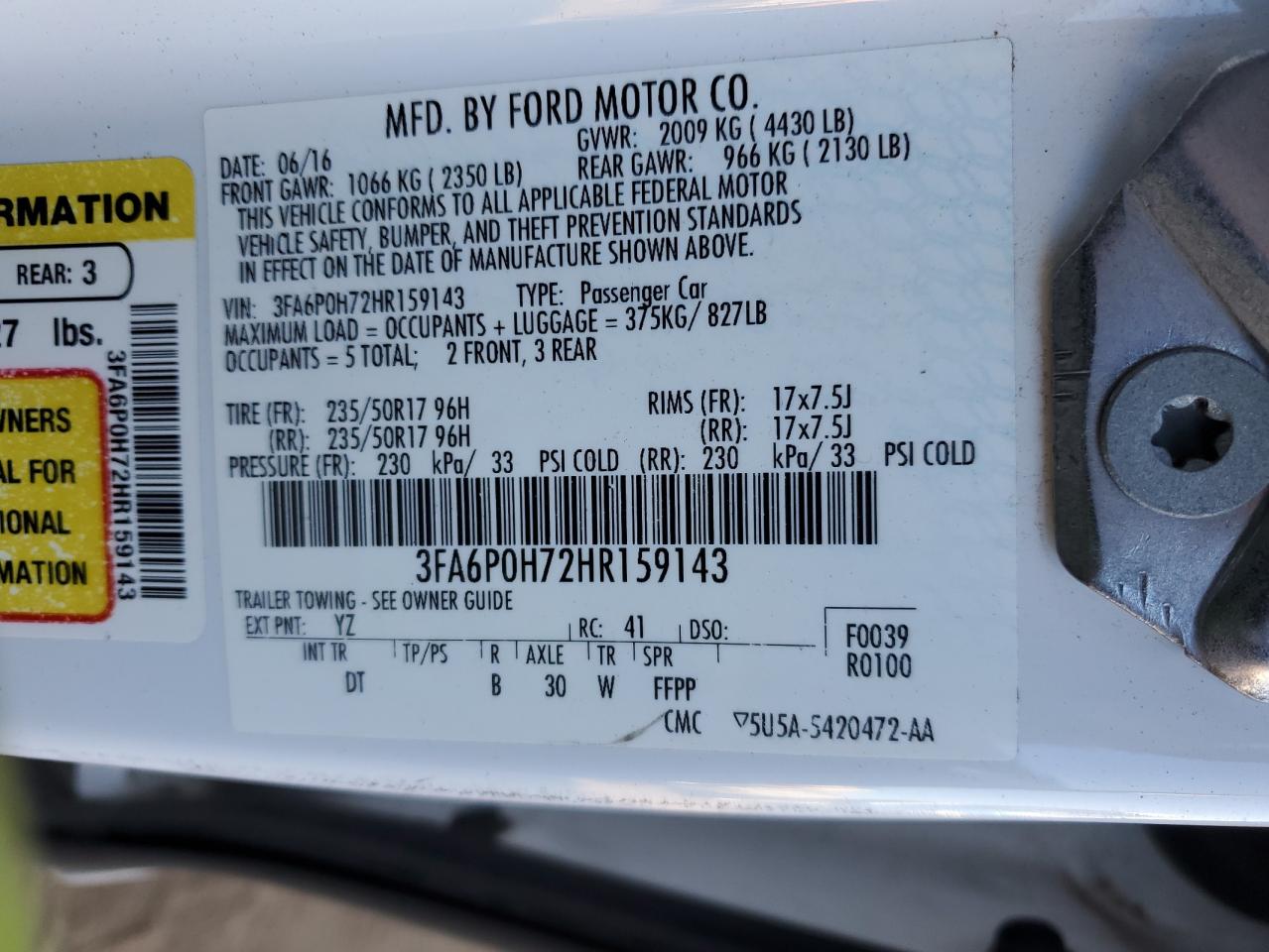 2017 Ford Fusion Se White vin: 3FA6P0H72HR159143