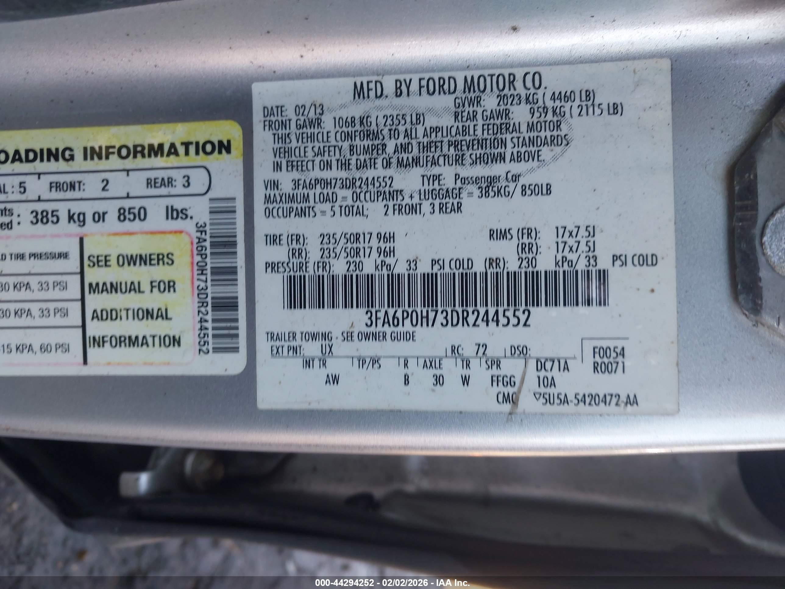 2013 Ford Fusion Se Silver vin: 3FA6P0H73DR244552