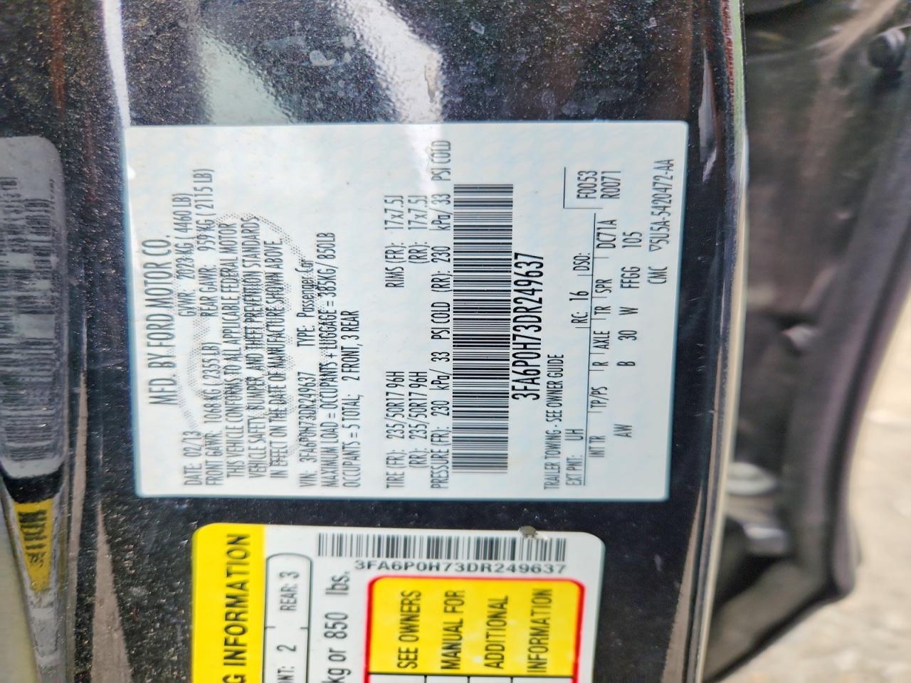 2013 Ford Fusion Se Gray vin: 3FA6P0H73DR249637