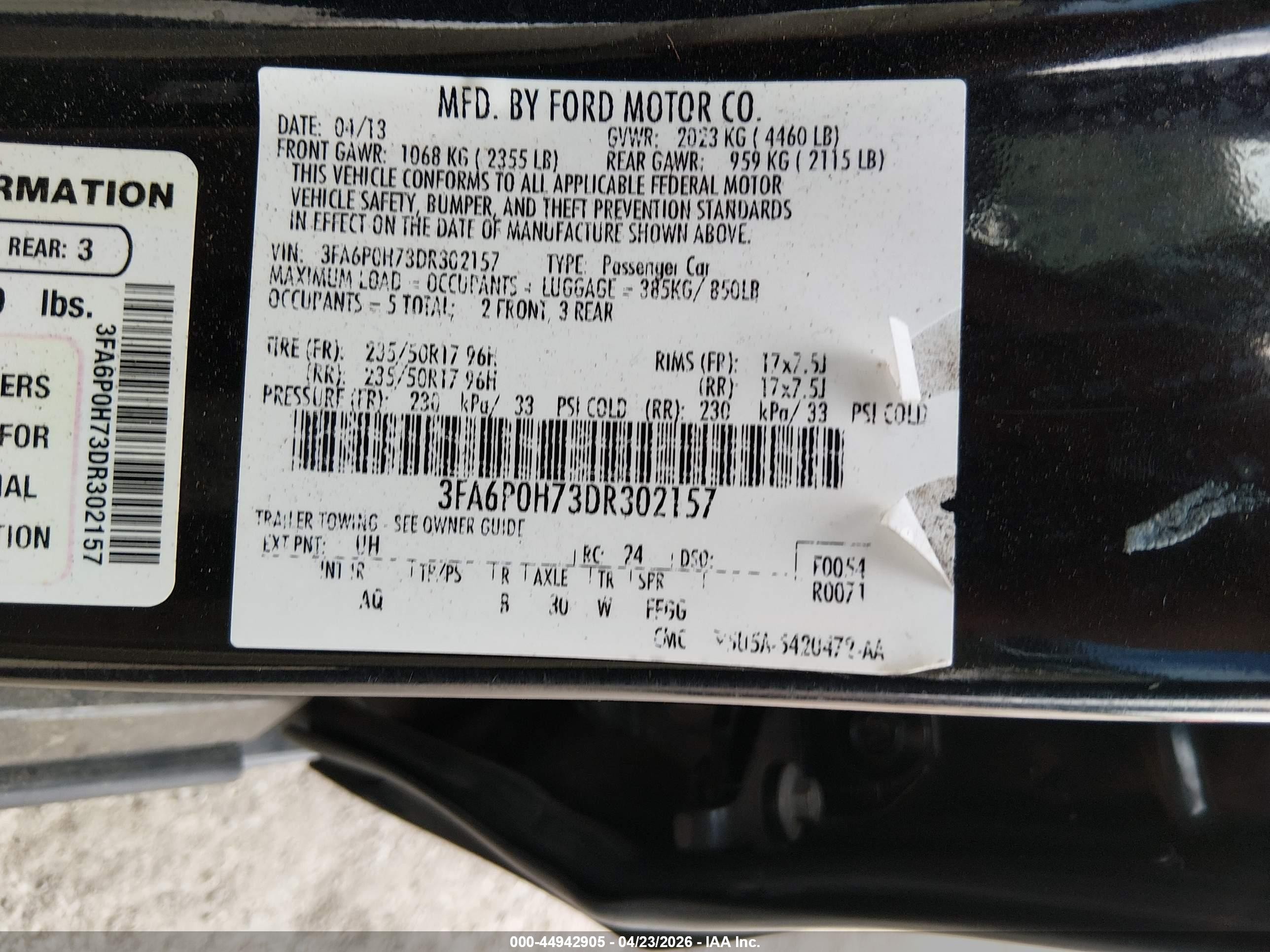 2013 Ford Fusion Se Black vin: 3FA6P0H73DR302157