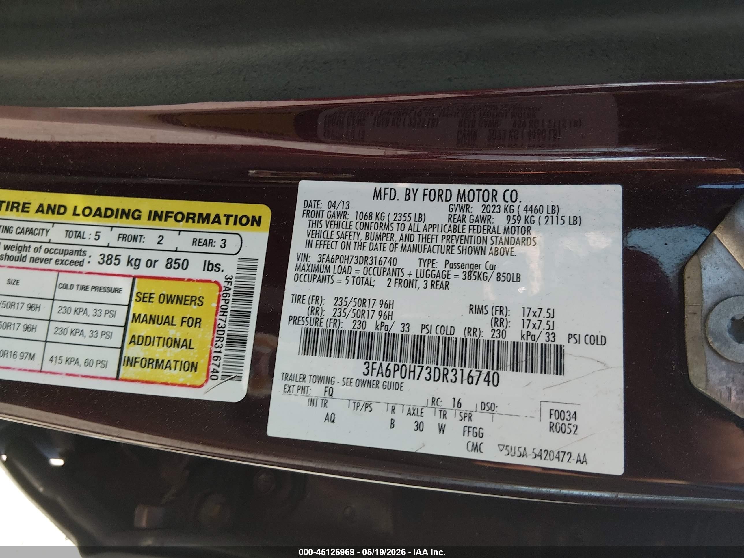 2013 Ford Fusion Se Maroon vin: 3FA6P0H73DR316740