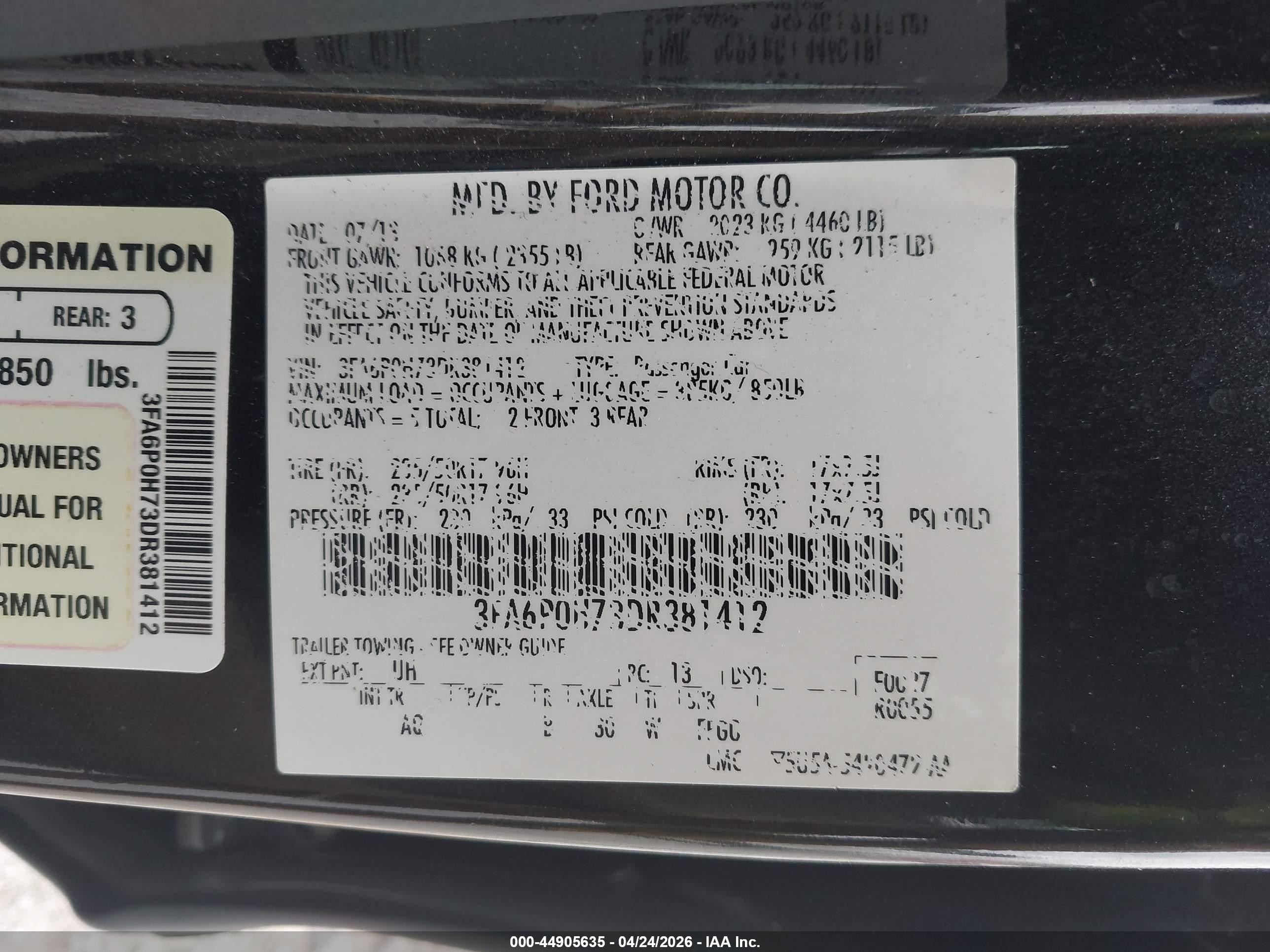 2013 Ford Fusion Se Black vin: 3FA6P0H73DR381412