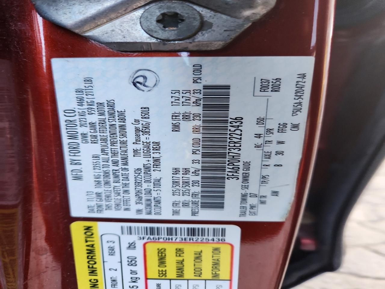 2014 Ford Fusion Se Orange vin: 3FA6P0H73ER225436