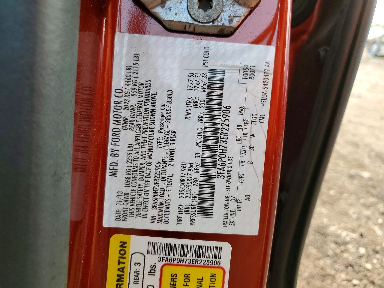 2014 Ford Fusion Se Orange vin: 3FA6P0H73ER225906
