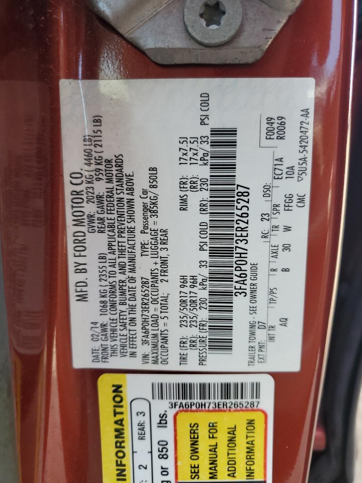 2014 Ford Fusion Se Red vin: 3FA6P0H73ER265287