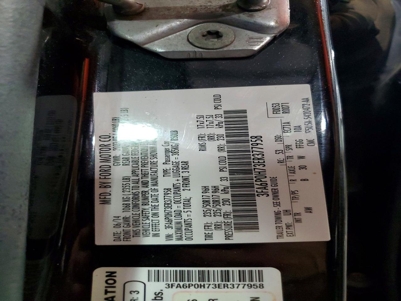 2014 Ford Fusion Se Black vin: 3FA6P0H73ER377958